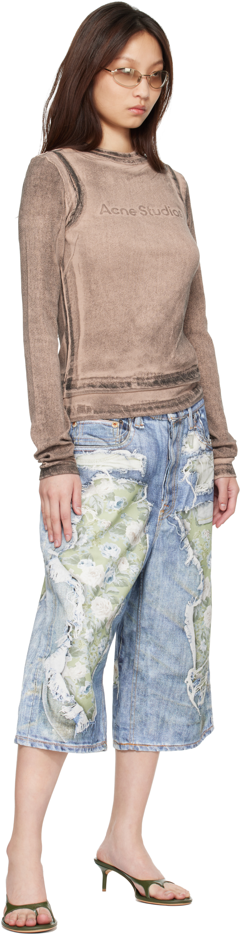 Acne Studios: ブルー Trompe-l'Oeil デニムショートパンツ | SSENSE 日本