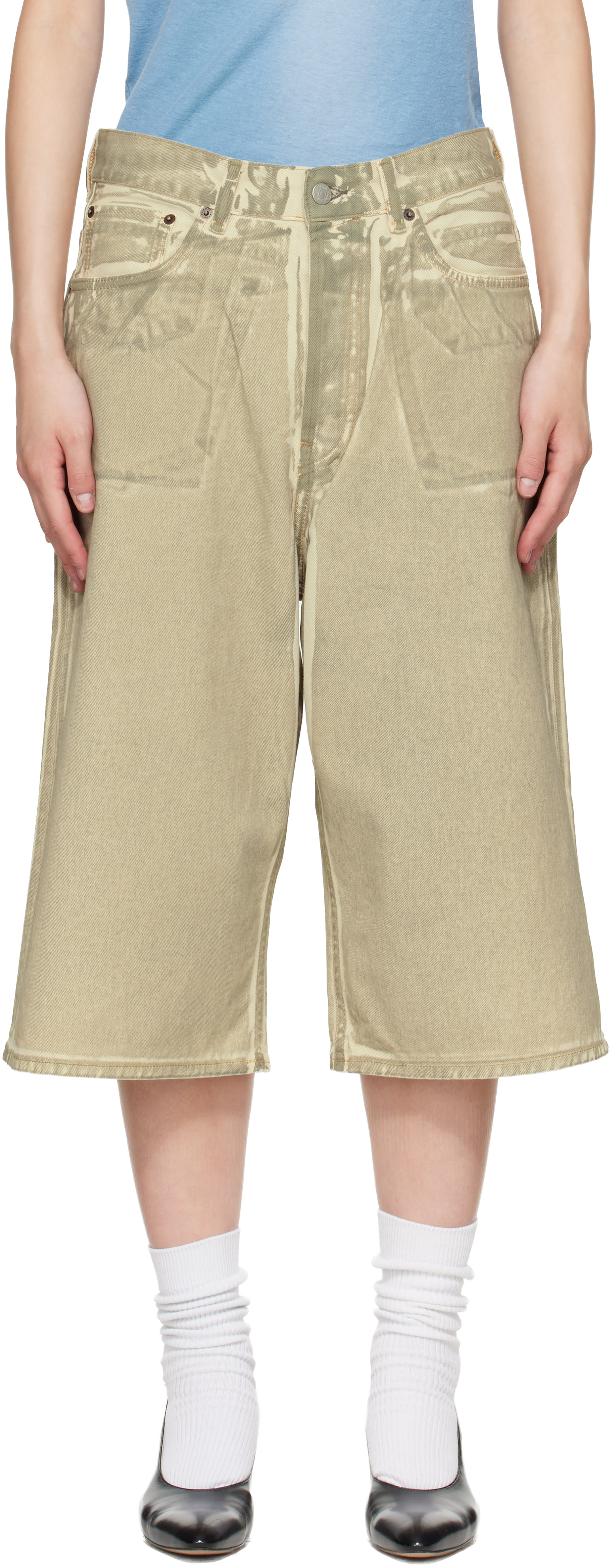 Acne Studios - Short beige en denim surteint