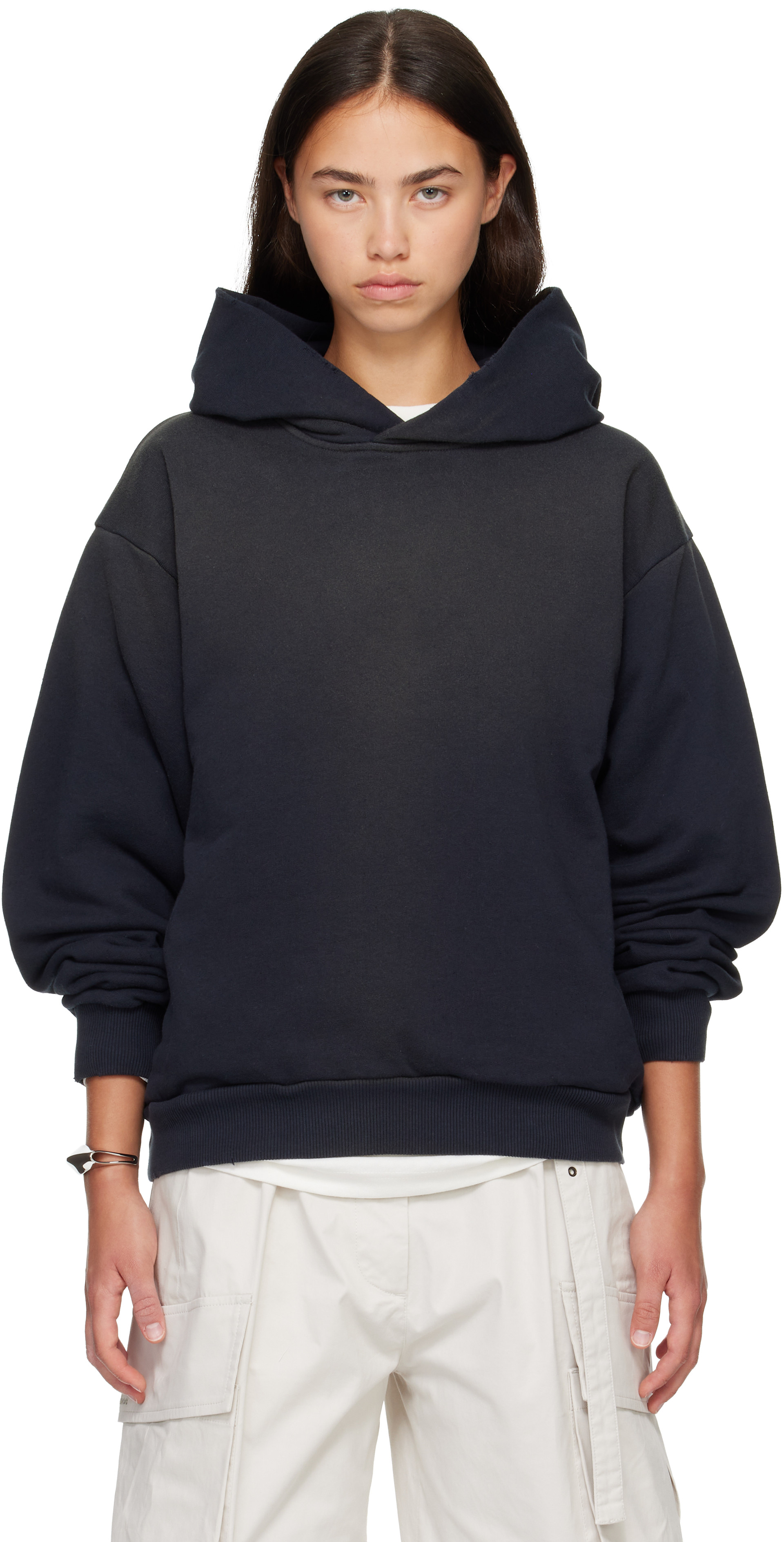 Acne Studios: Black Fleece Logo Hoodie | SSENSE