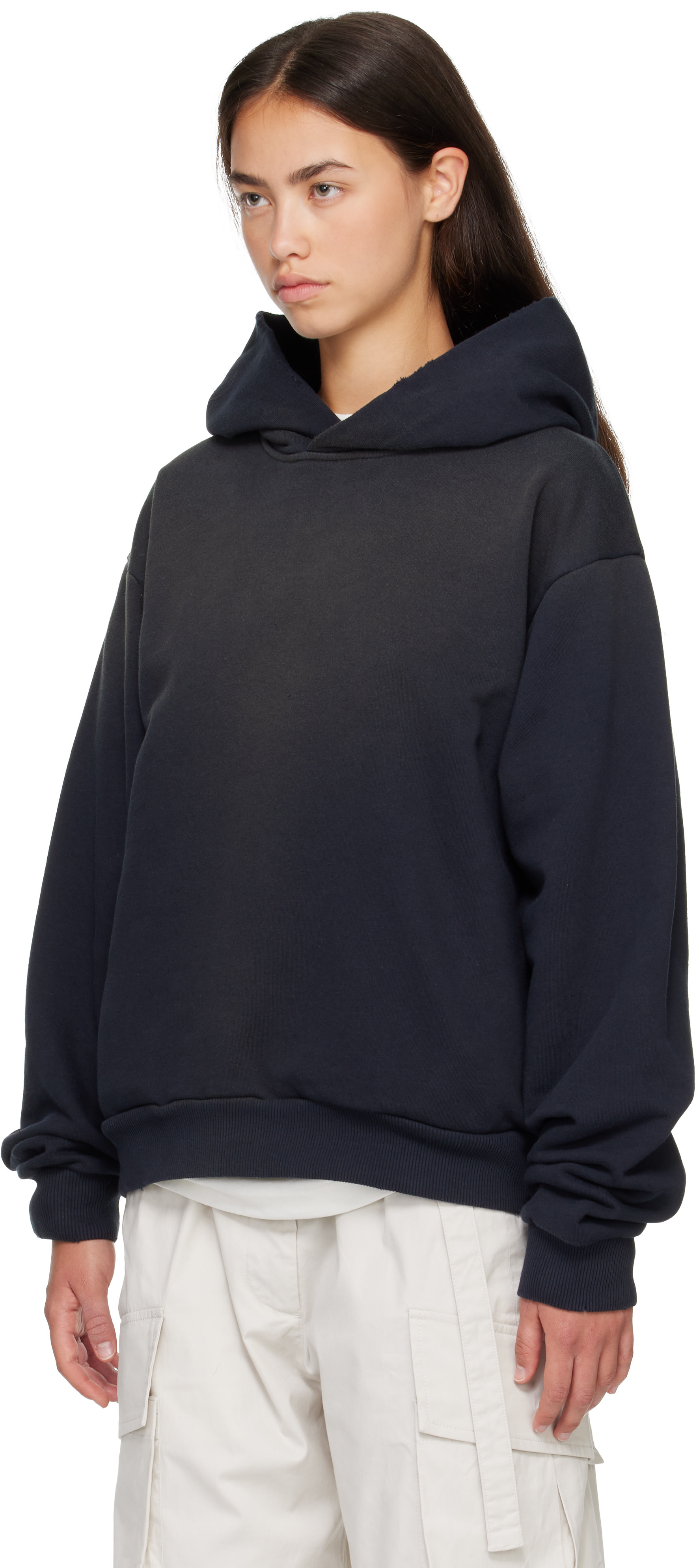 Acne Studios - Pull à capuche noir en molleton à logo