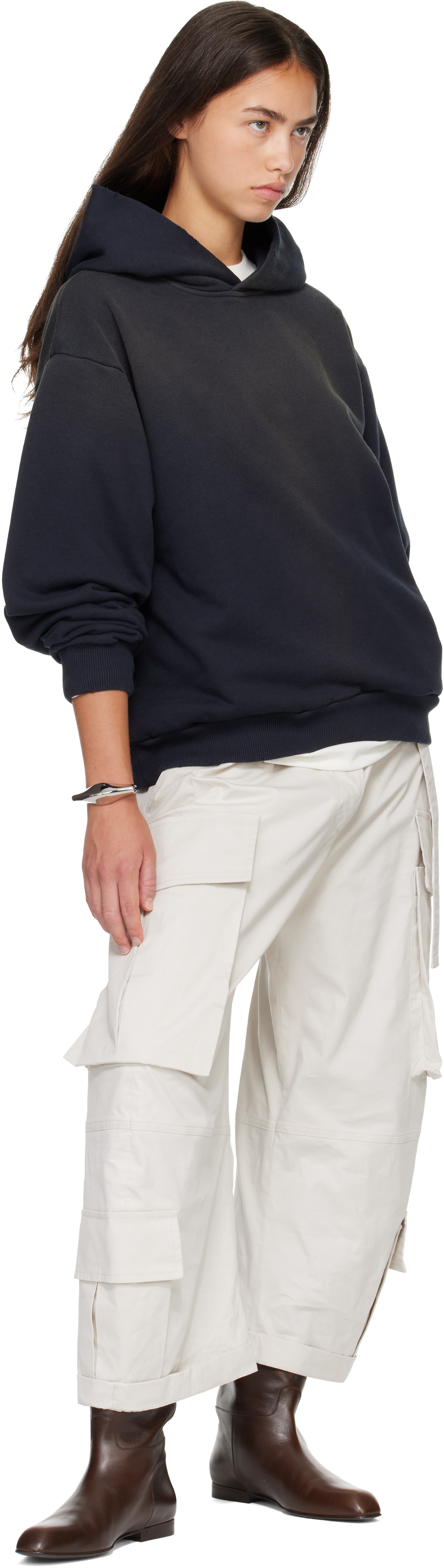 Acne Studios - Pull à capuche noir en molleton à logo