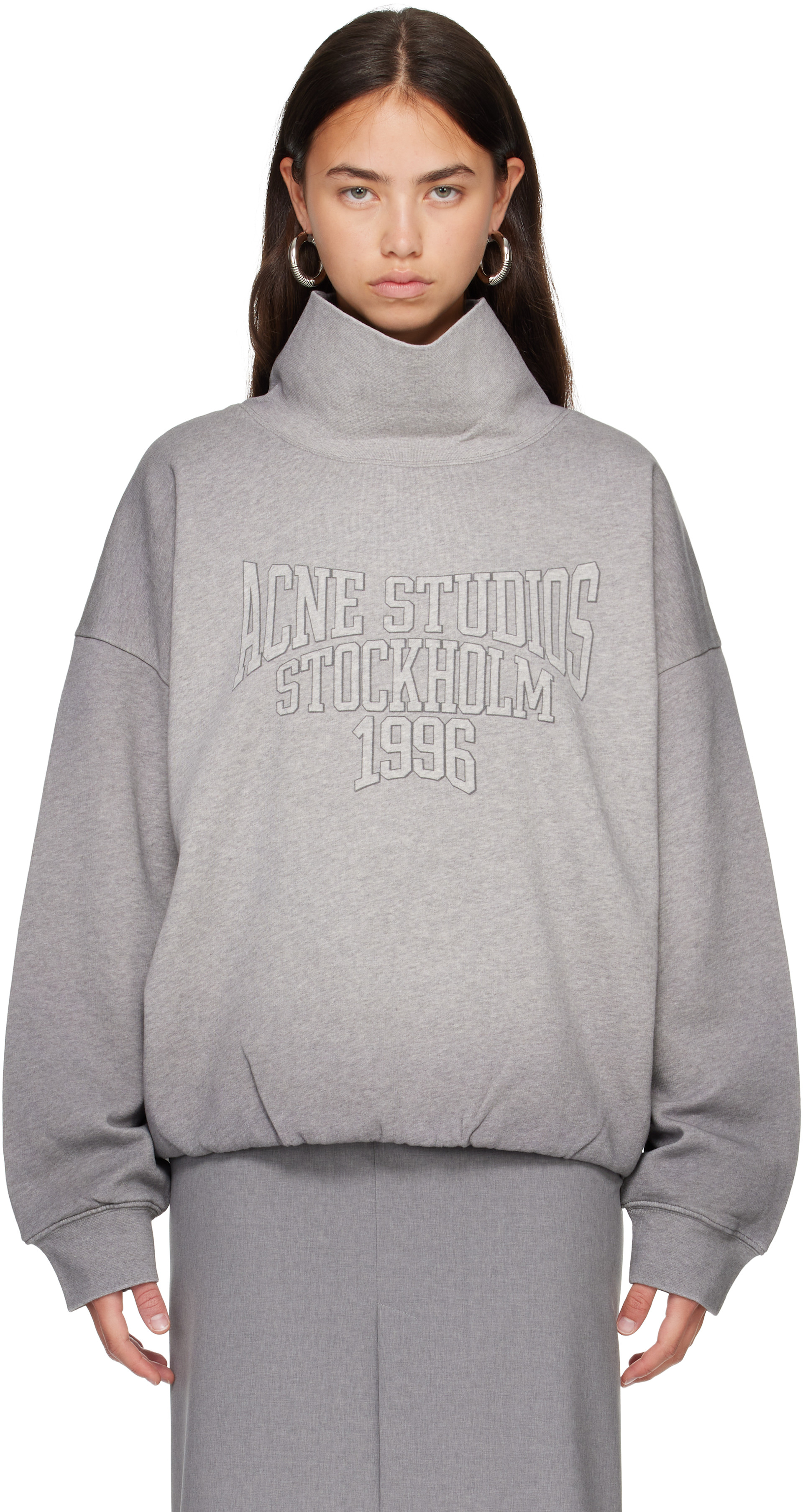 Acne Studios - Pull molletonné gris en molleton à logo