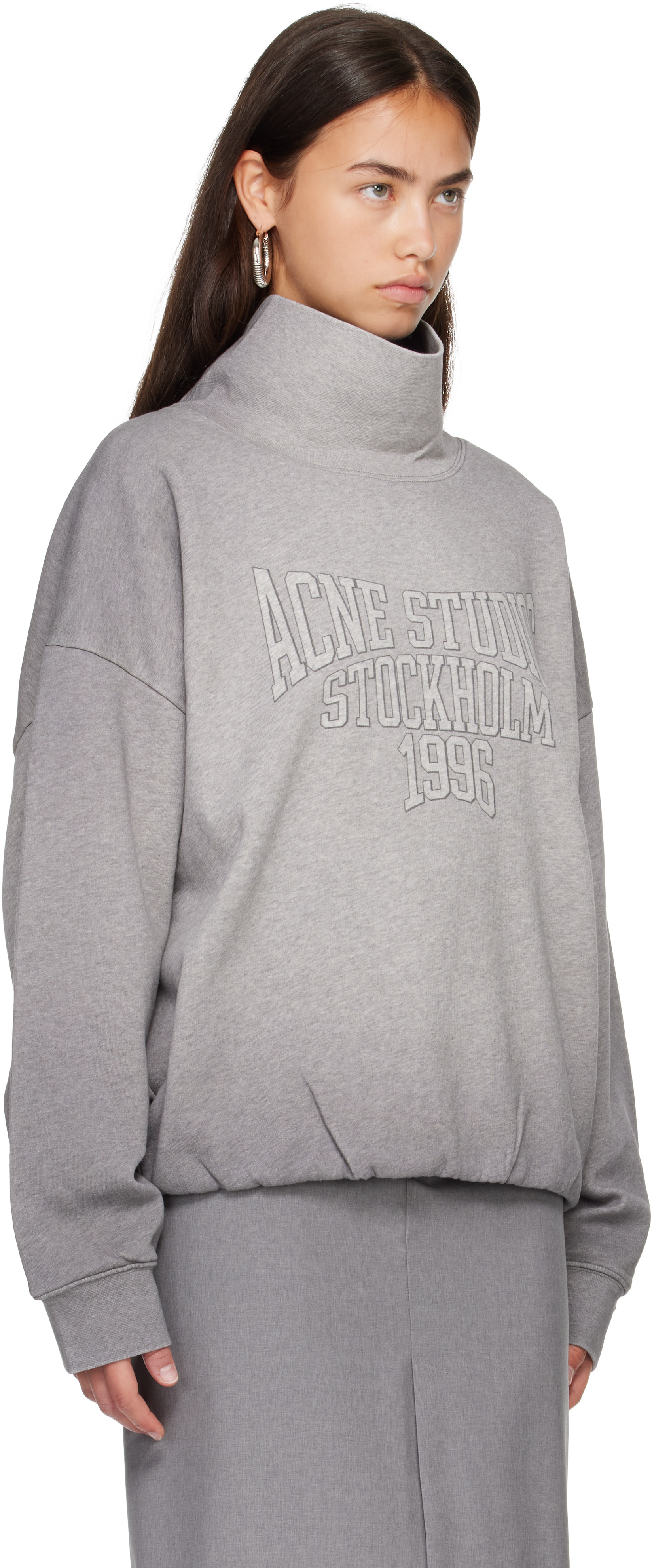 Acne Studios - Pull molletonné gris en molleton à logo