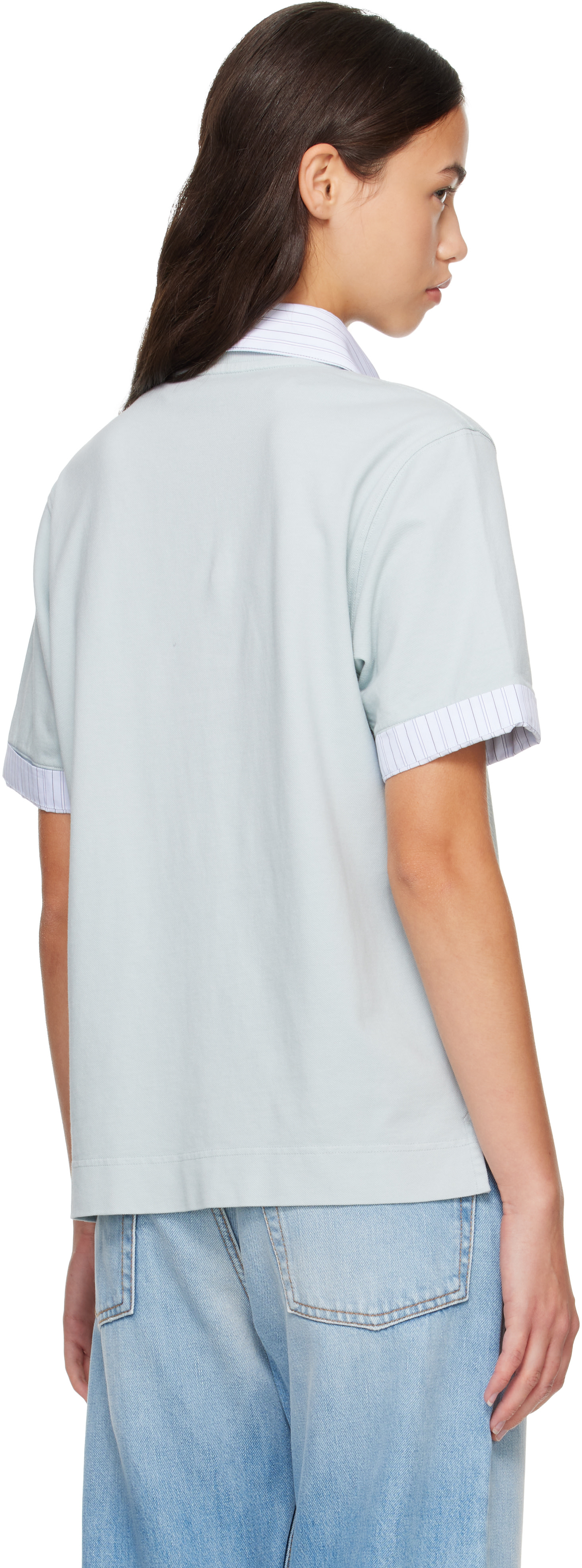 Acne Studios - Polo étagé bleu à logo
