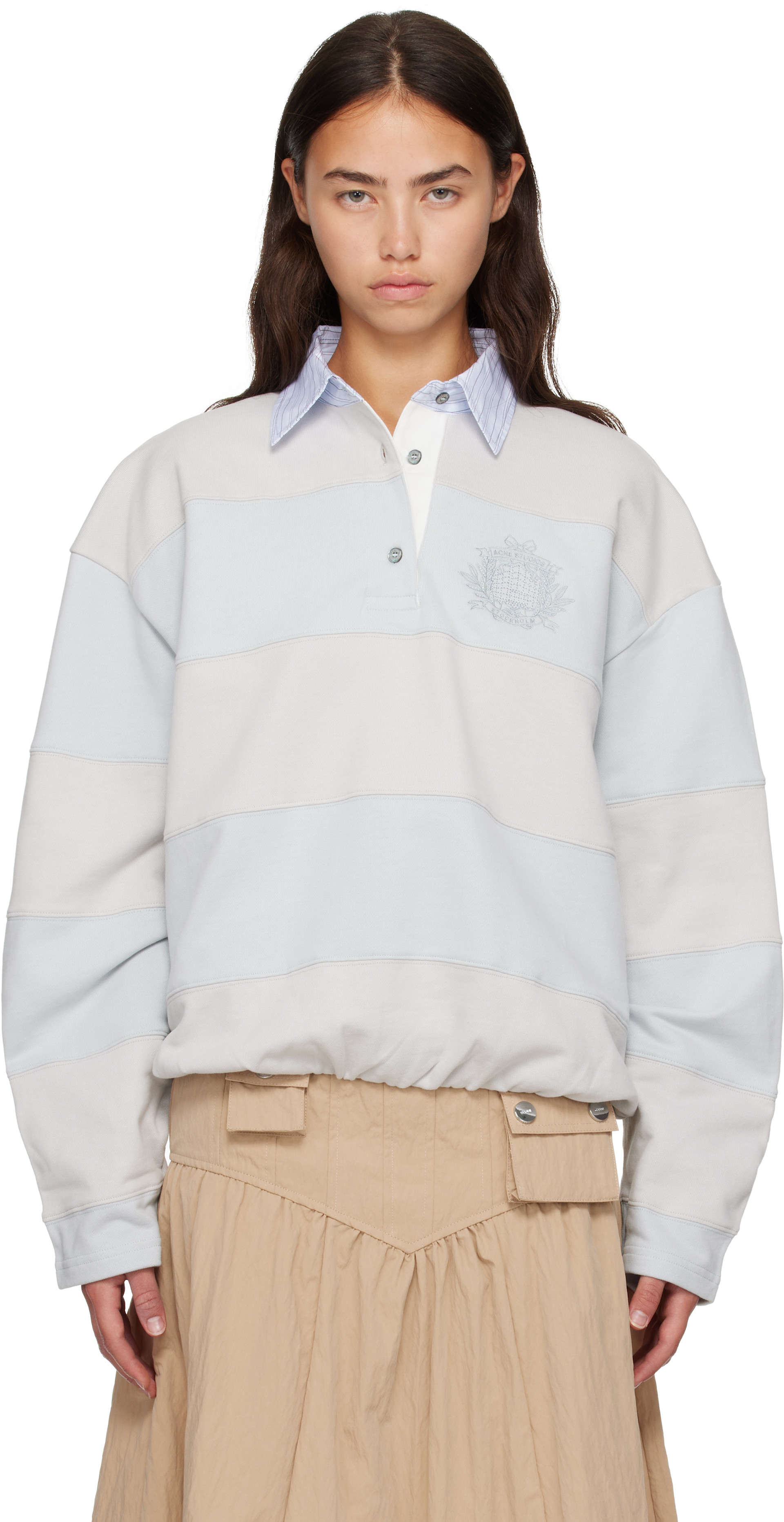 Acne Studios - Polo bleu et gris à rayures