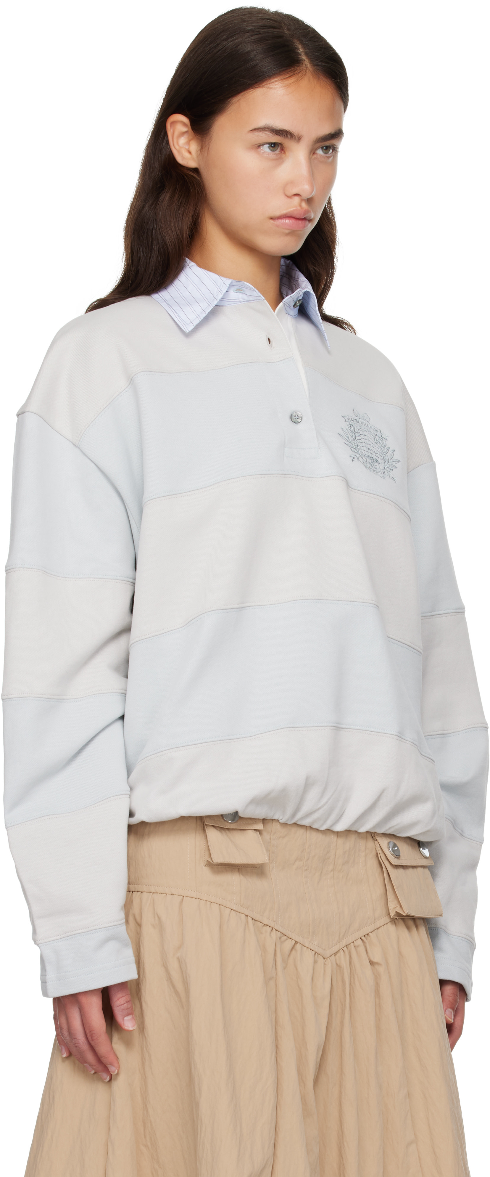 Acne Studios - Polo bleu et gris à rayures