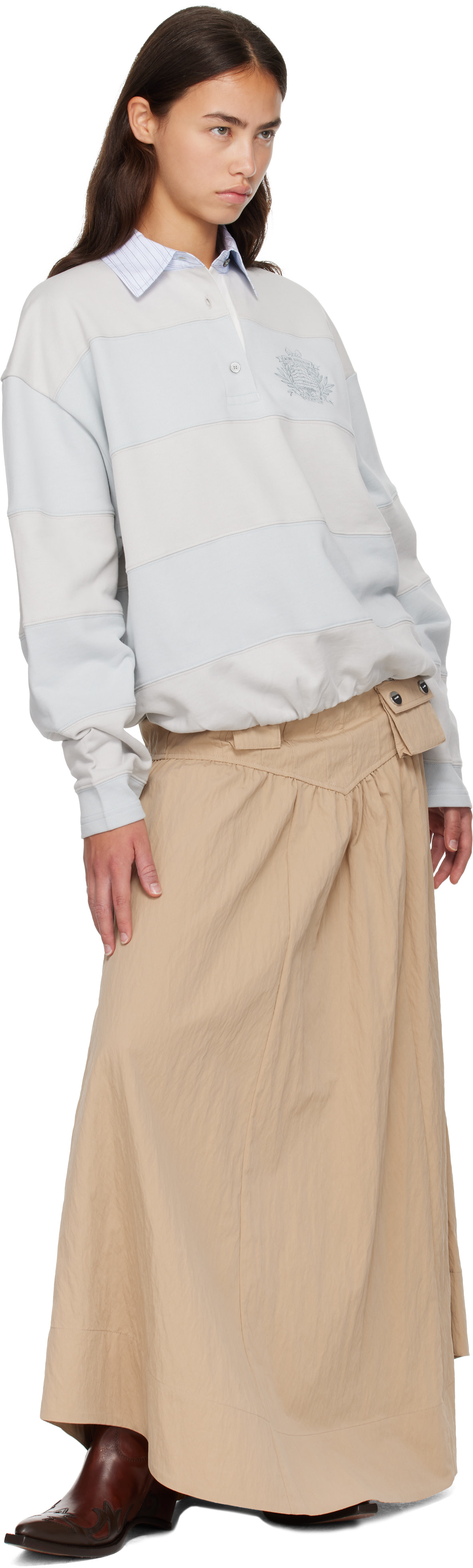Acne Studios - Polo bleu et gris à rayures