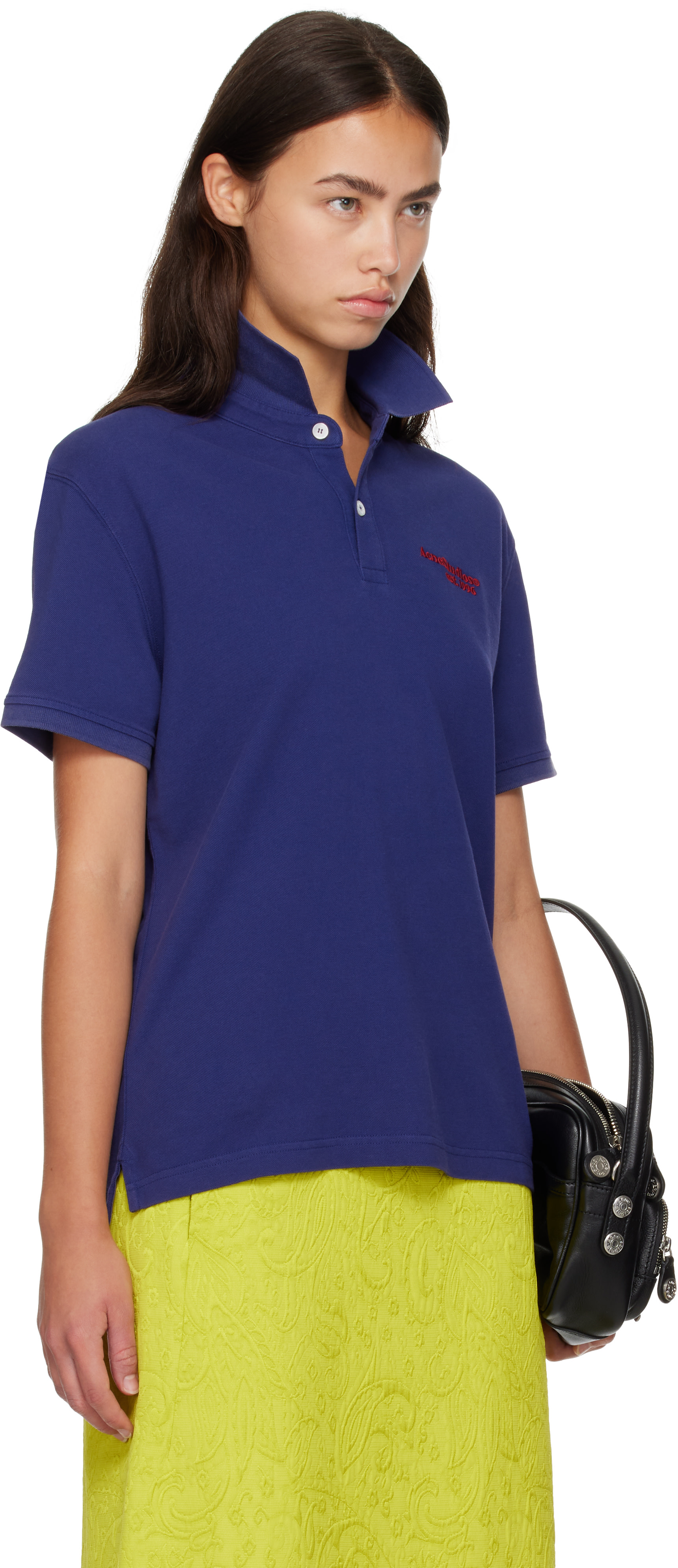 Acne Studios - Polo bleu marine à logo brodé