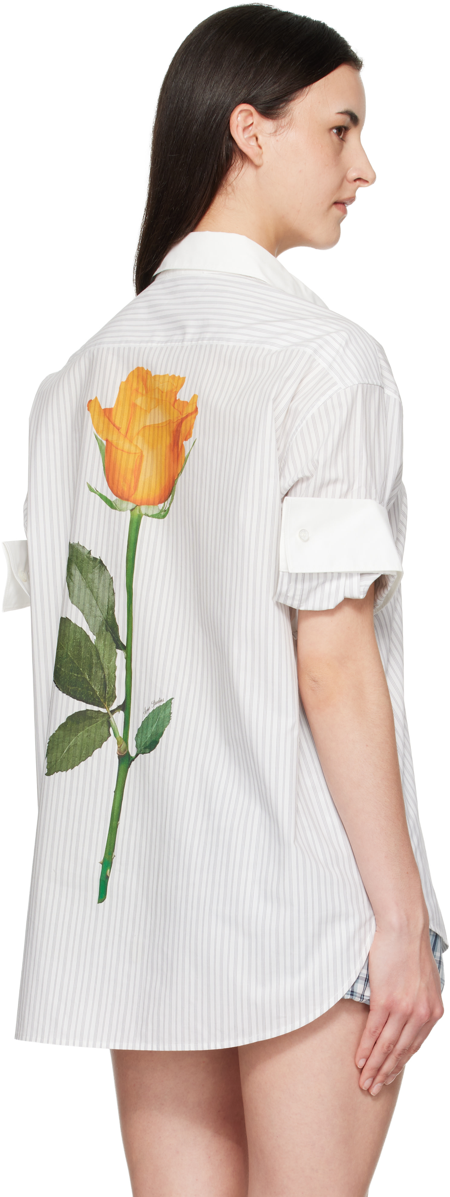 Acne Studios - Chemise Midsummer blanc et gris à rayures