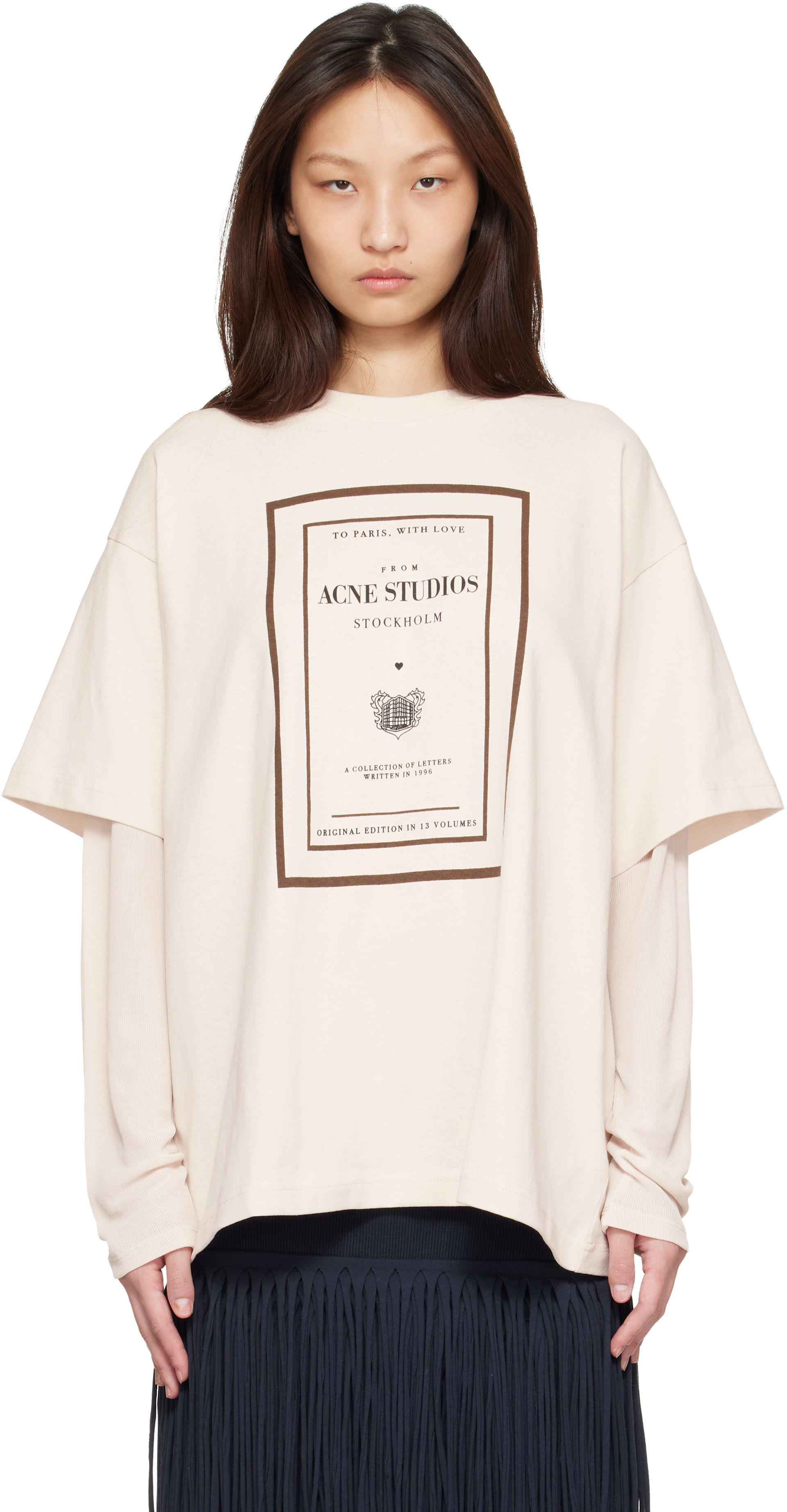 Acne Studios - T-shirt graphique étagé beige