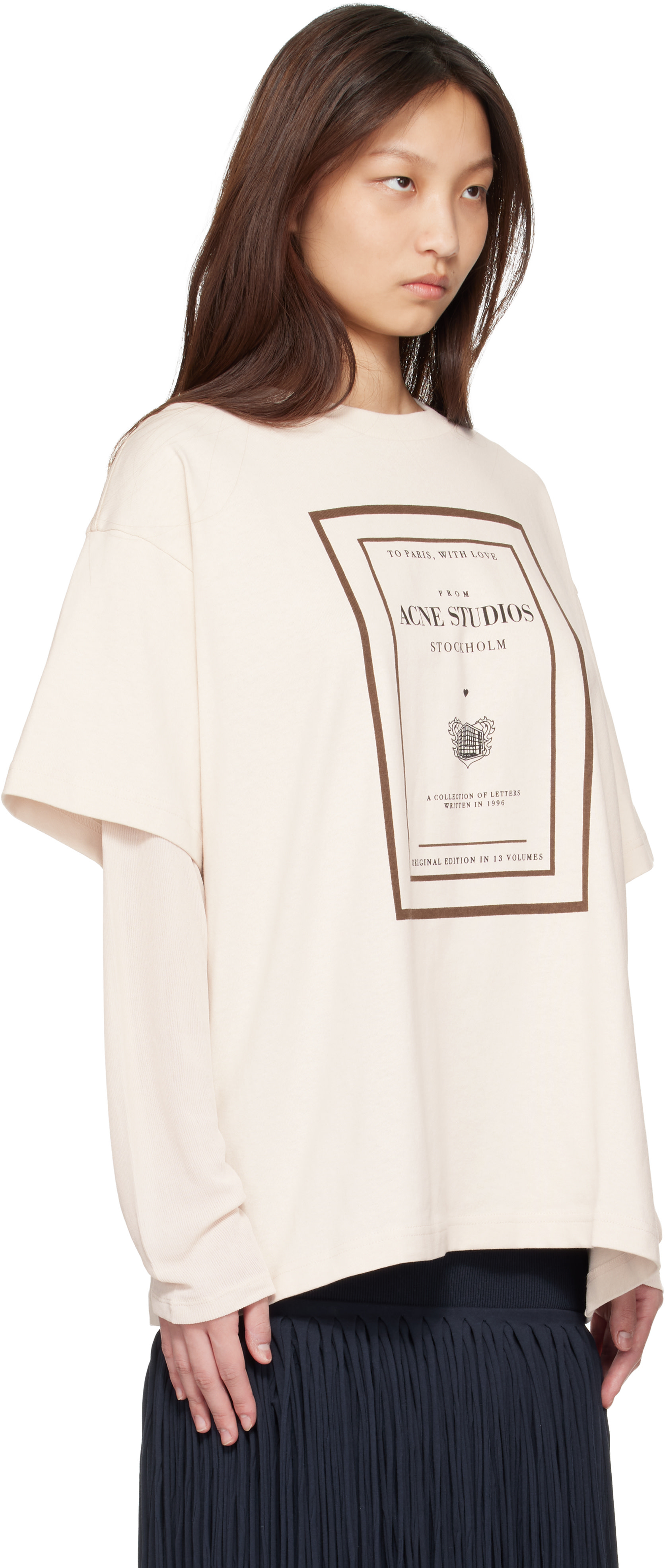 Acne Studios - T-shirt graphique étagé beige