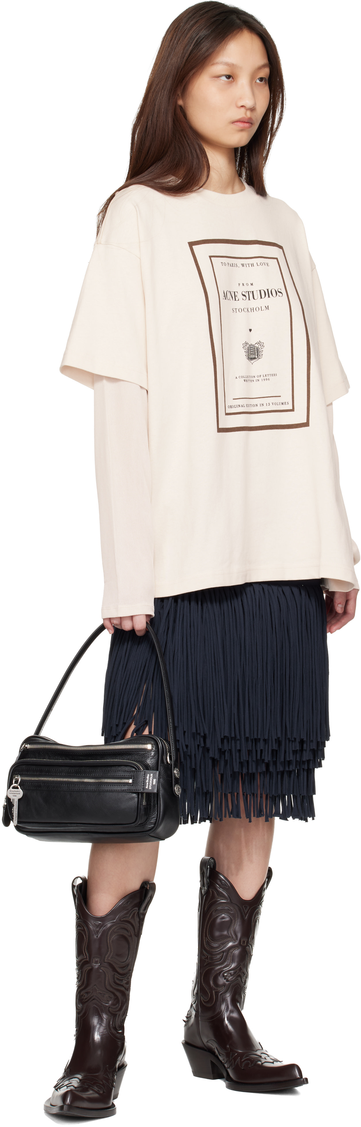 Acne Studios - T-shirt graphique étagé beige