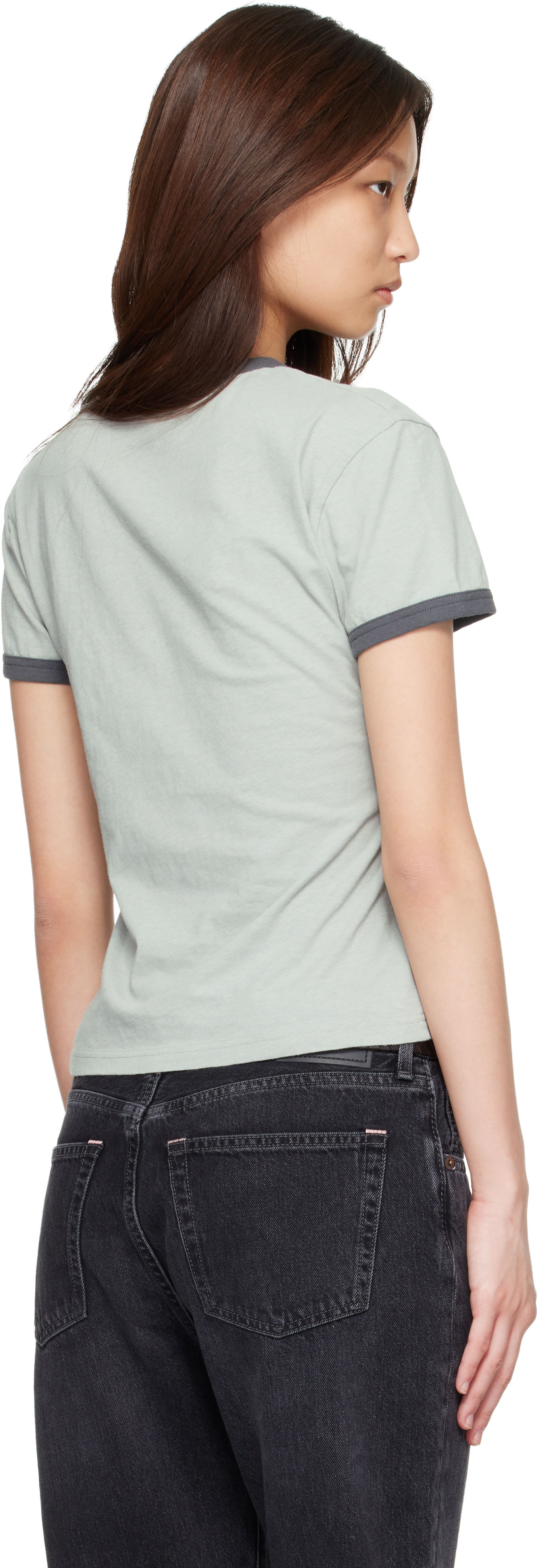 Acne Studios - T-shirt gris à image de rose