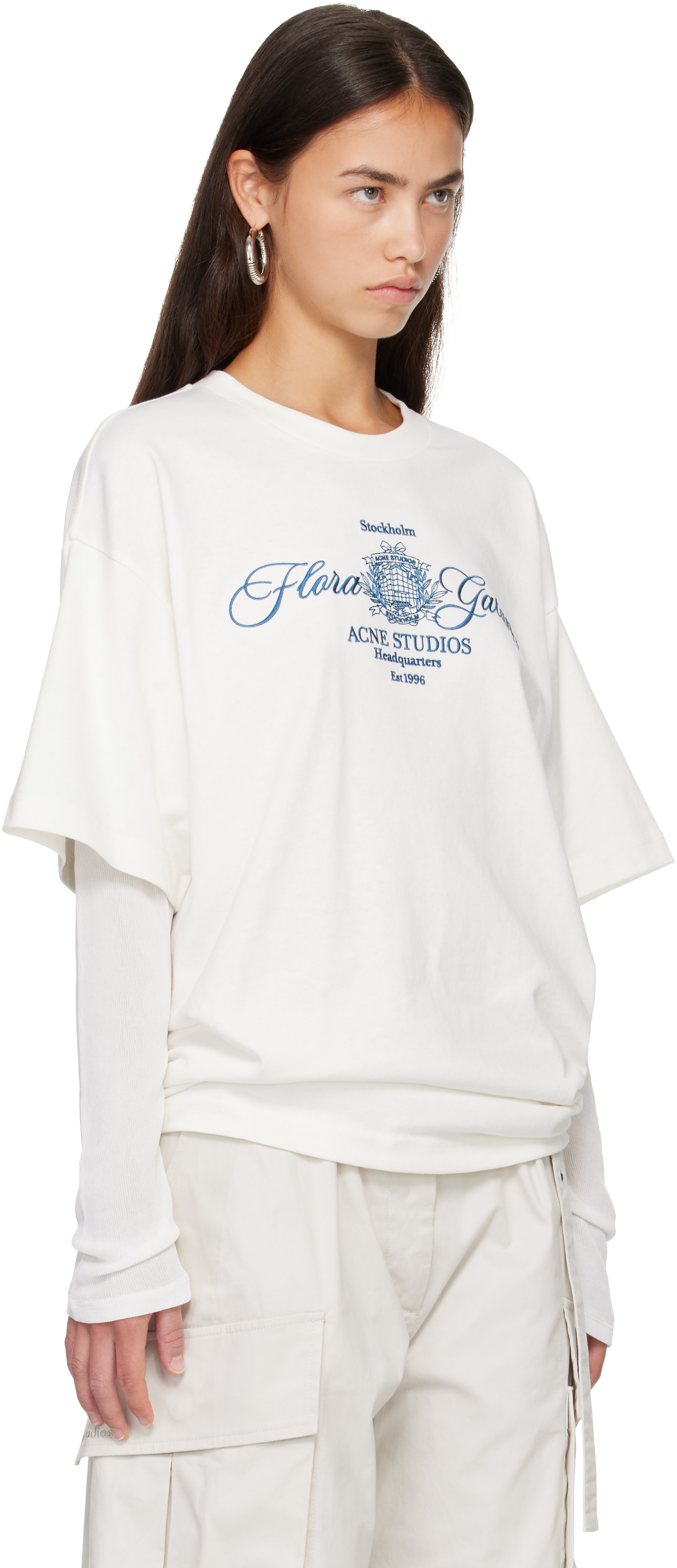 Acne Studios シャツ Acne Studios: Off-White Embroidered Long Sleeve T-shirt | SSENSE Japan