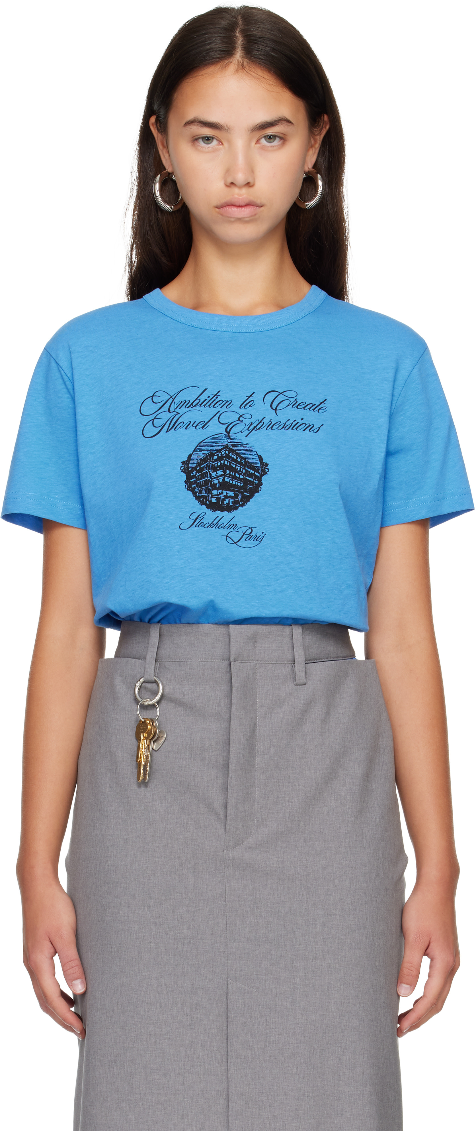 Acne Studios - T-shirt graphique bleu en jersey