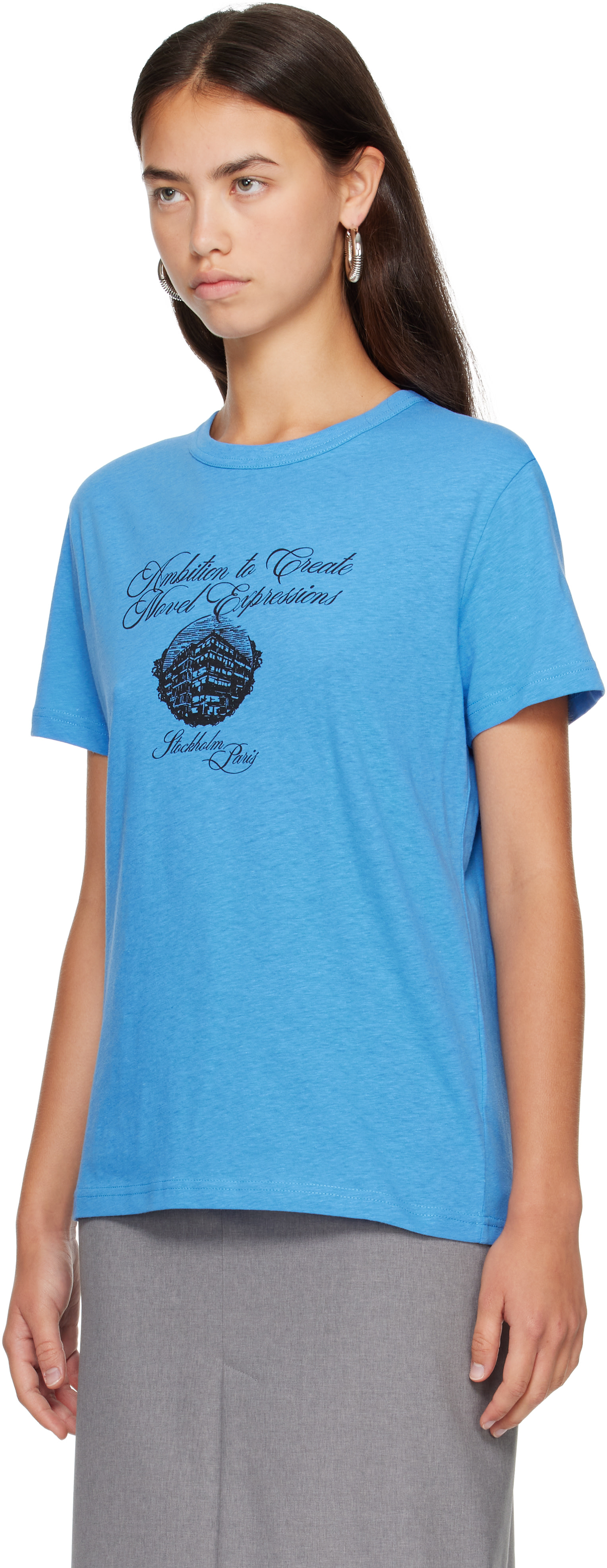 Acne Studios - T-shirt graphique bleu en jersey