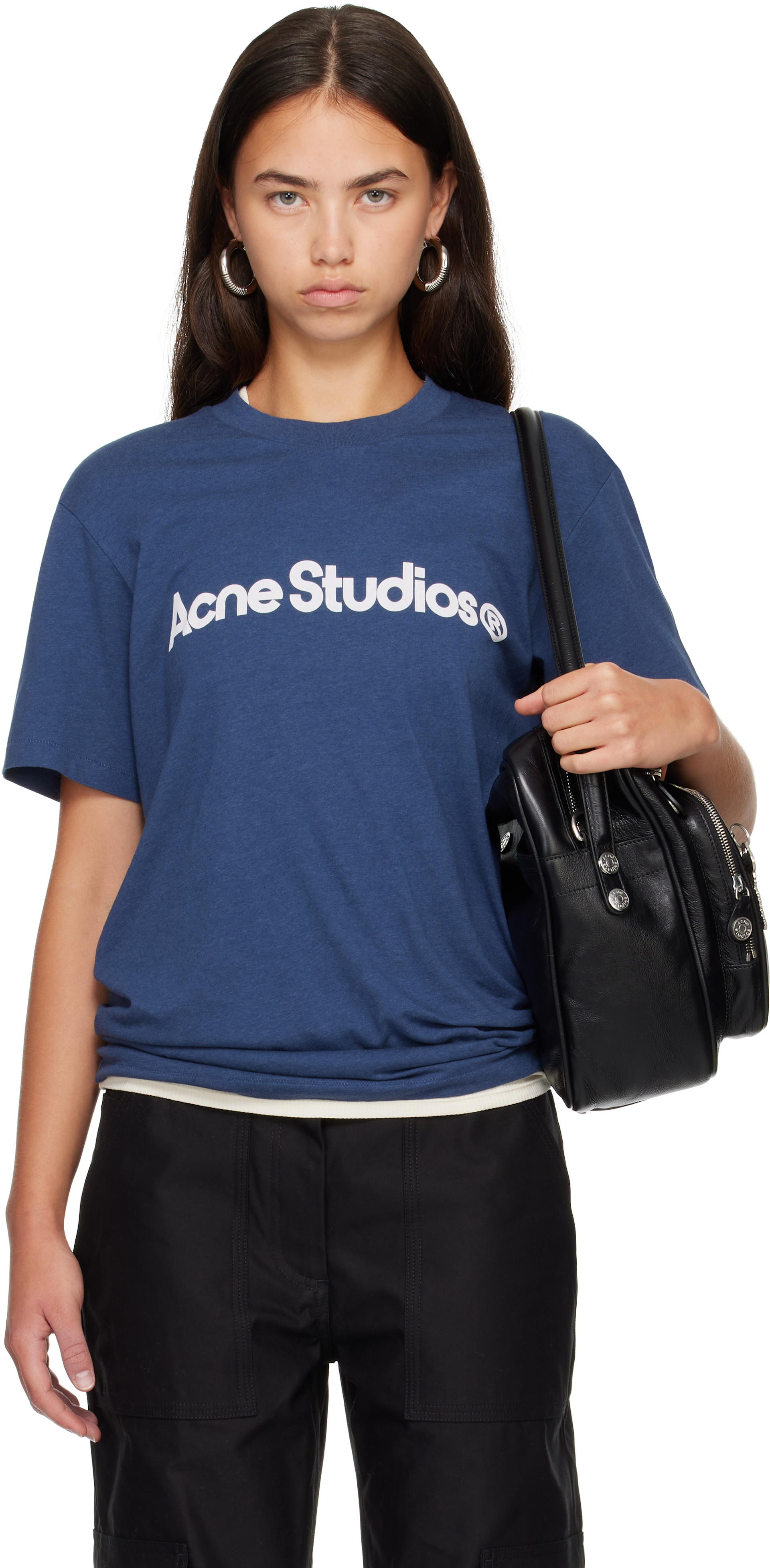 Acne Studios - T-shirt graphique bleu marine