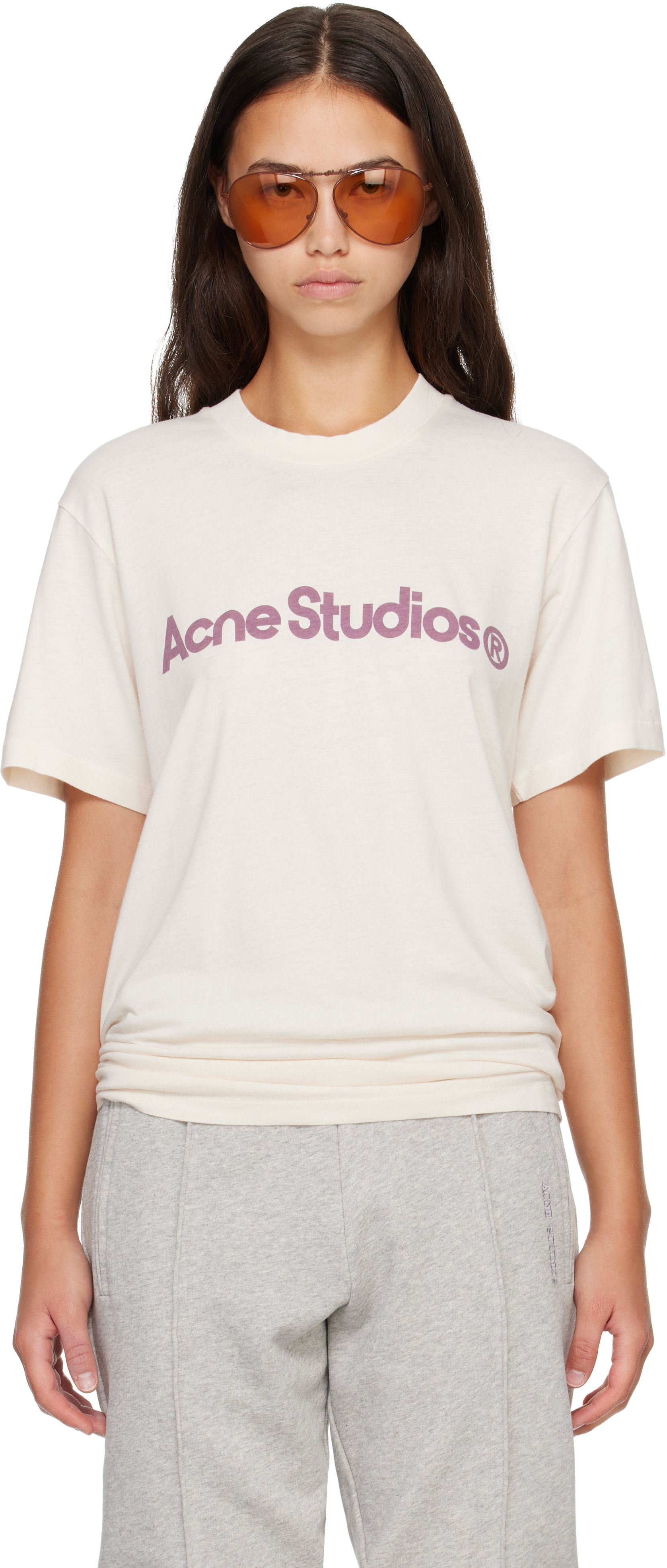 Acne Studios - T-shirt graphique beige