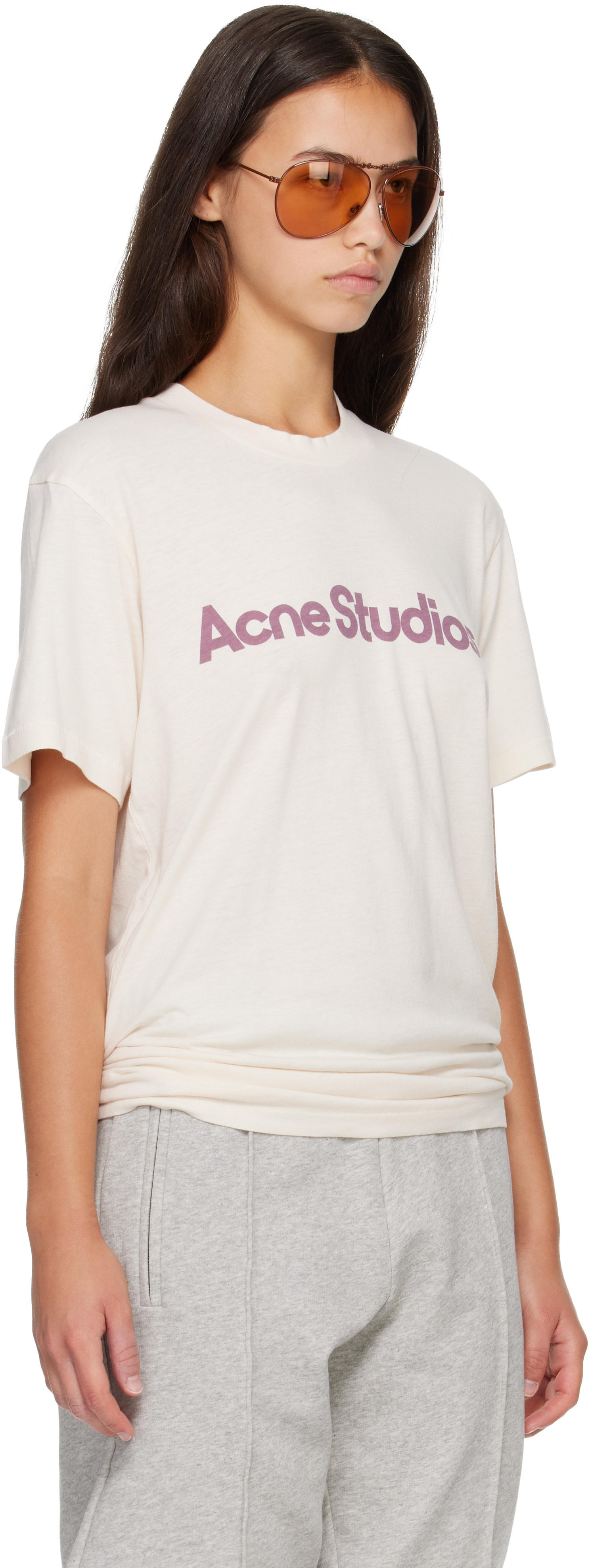 Acne Studios - T-shirt graphique beige