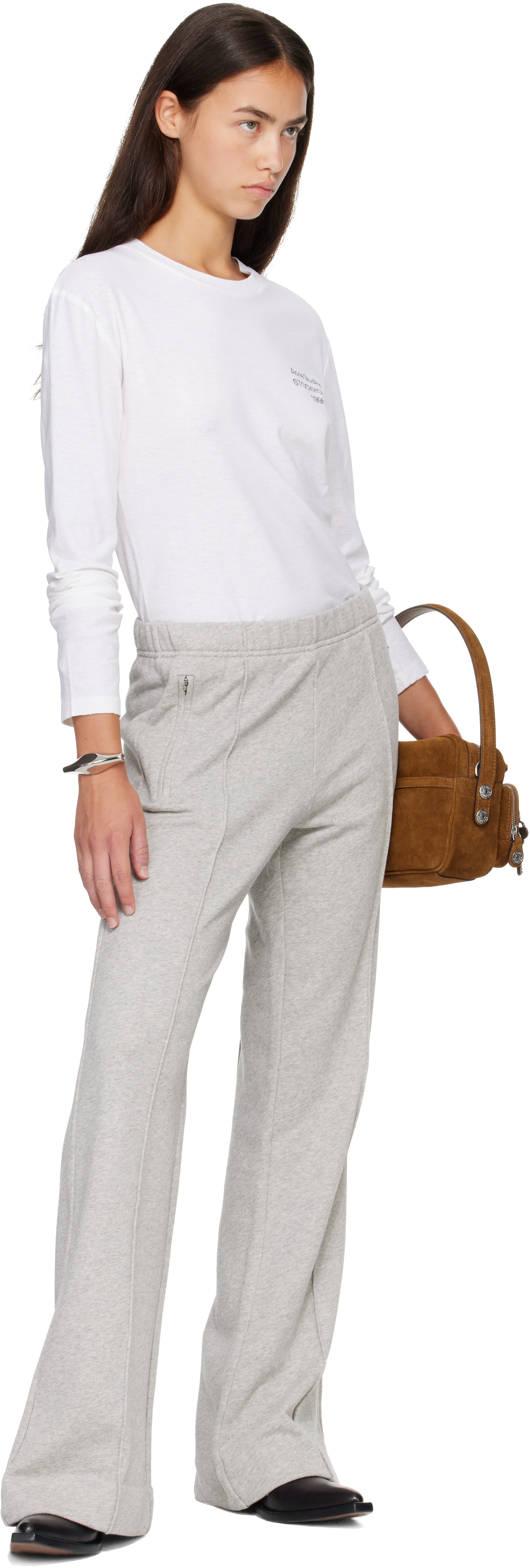 Acne Studios: ホワイト ディストレスロゴ 長袖Tシャツ | SSENSE 日本