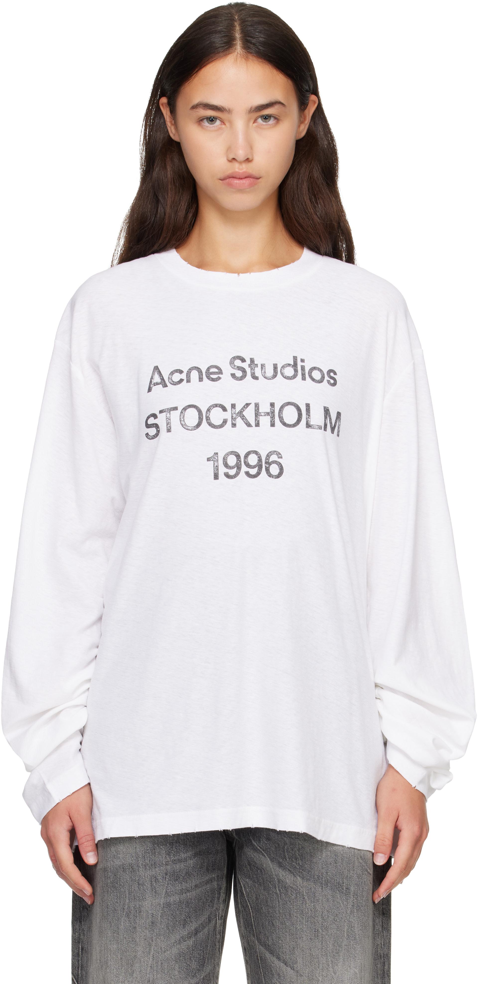 Acne Studios - T-shirt '1996' blanc à logo