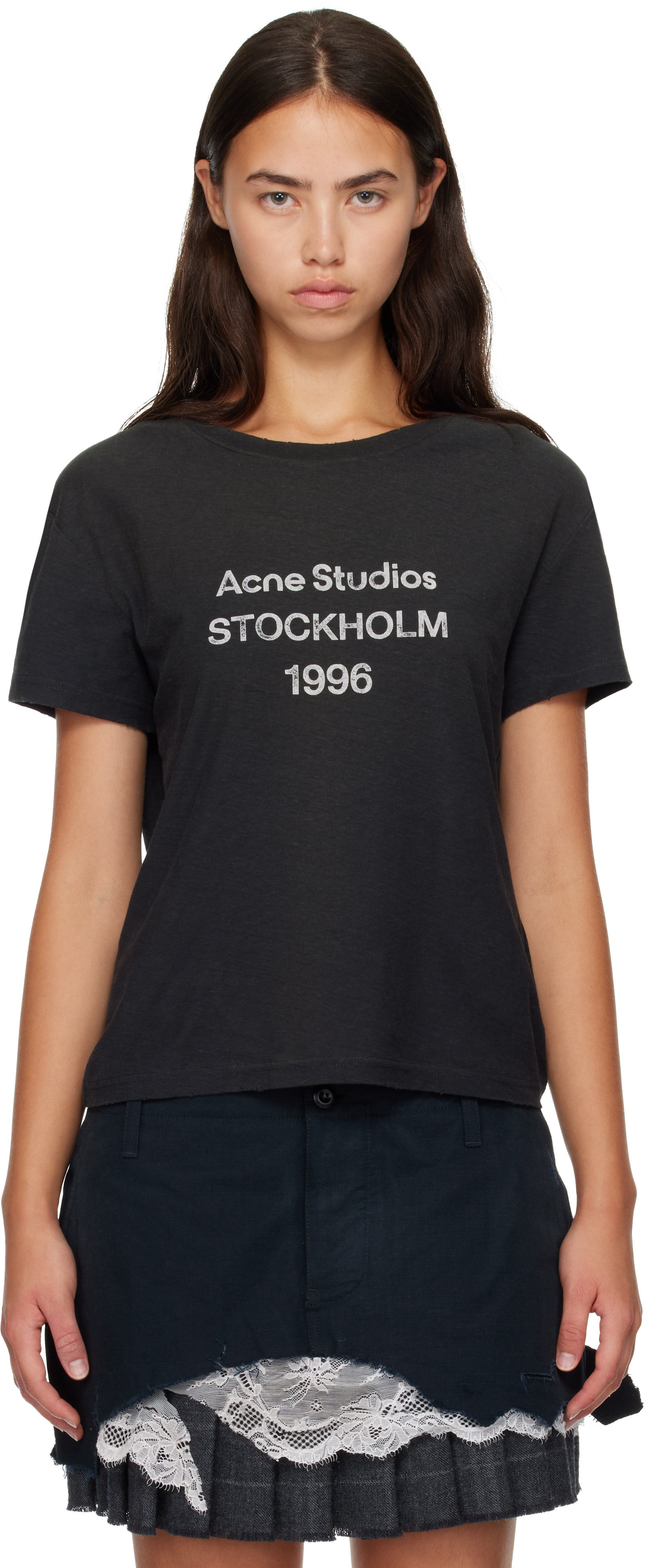 Acne Studios - T-shirt noir à logo imprimé