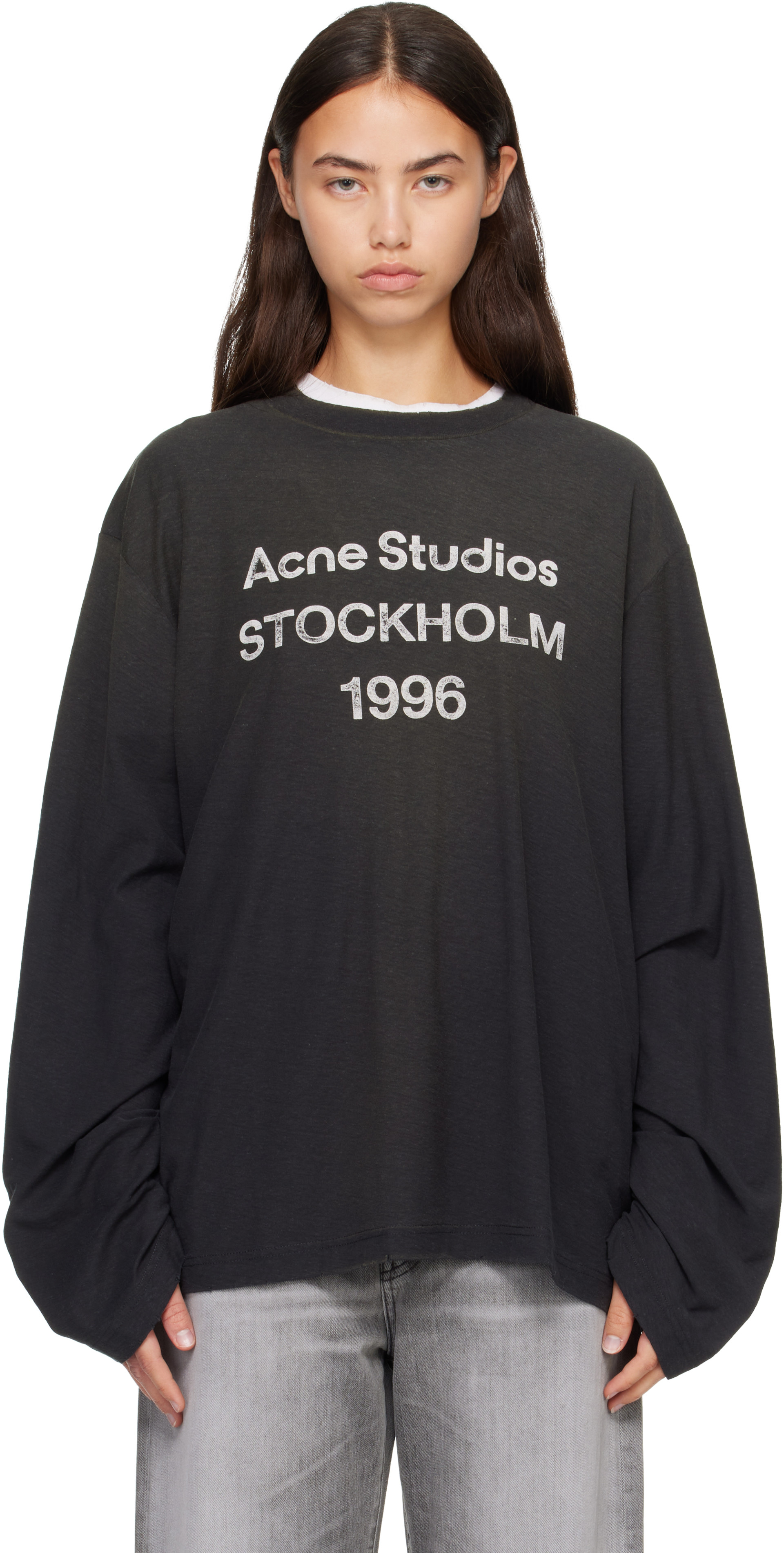 Acne Studios - ブラック Sprayed '1996' Logo Tシャツ