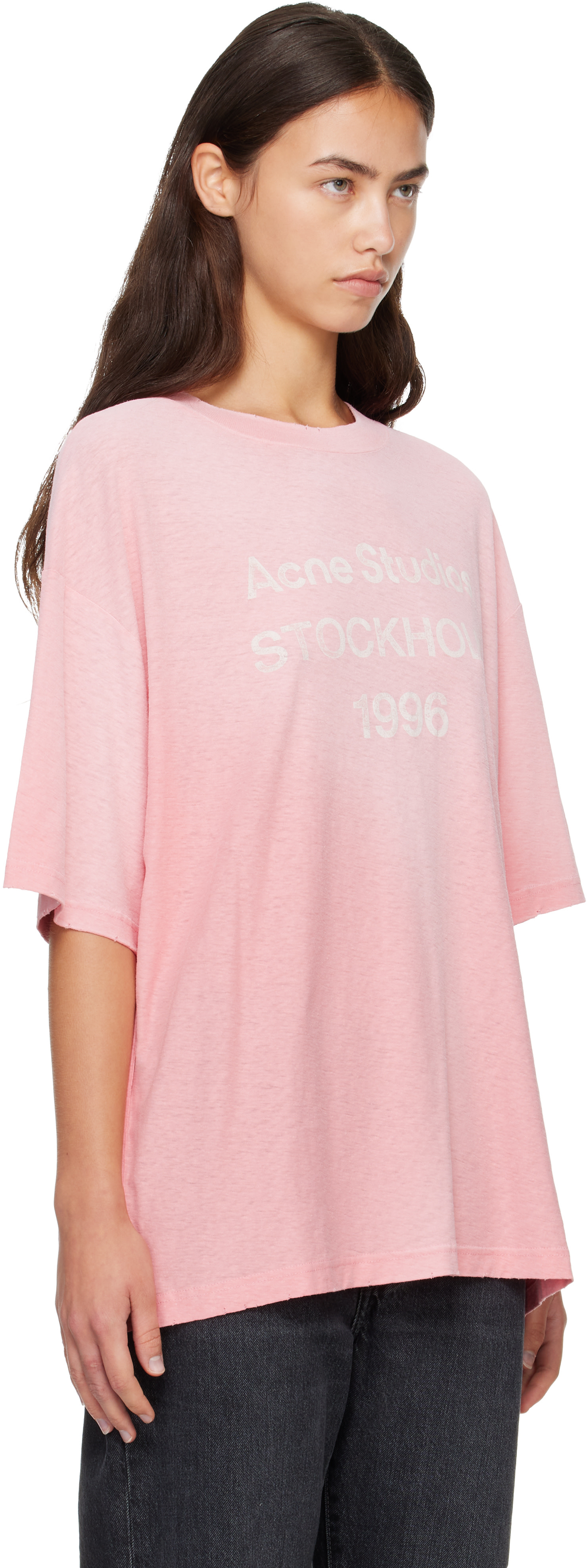 Acne Studios - ピンク Sprayed Logo Tシャツ