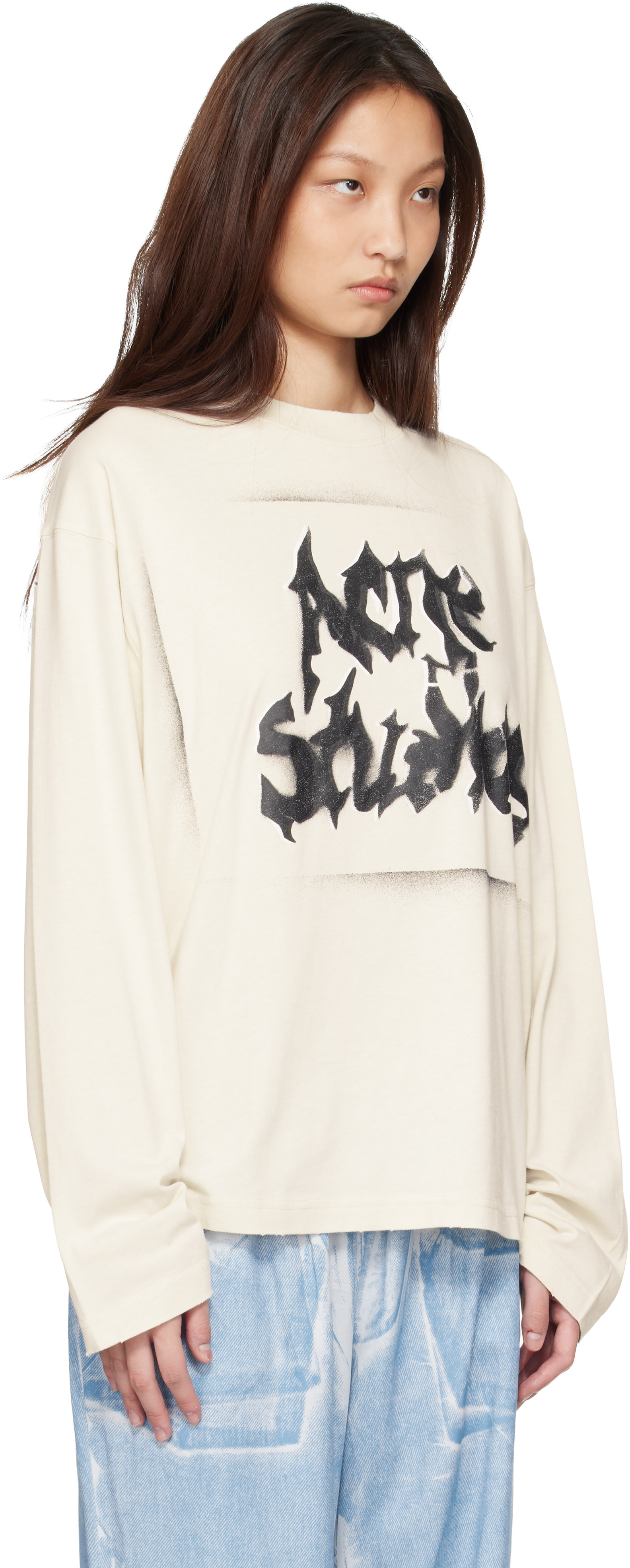 Acne Studios - 오프 화이트 고딕 로고 티셔츠