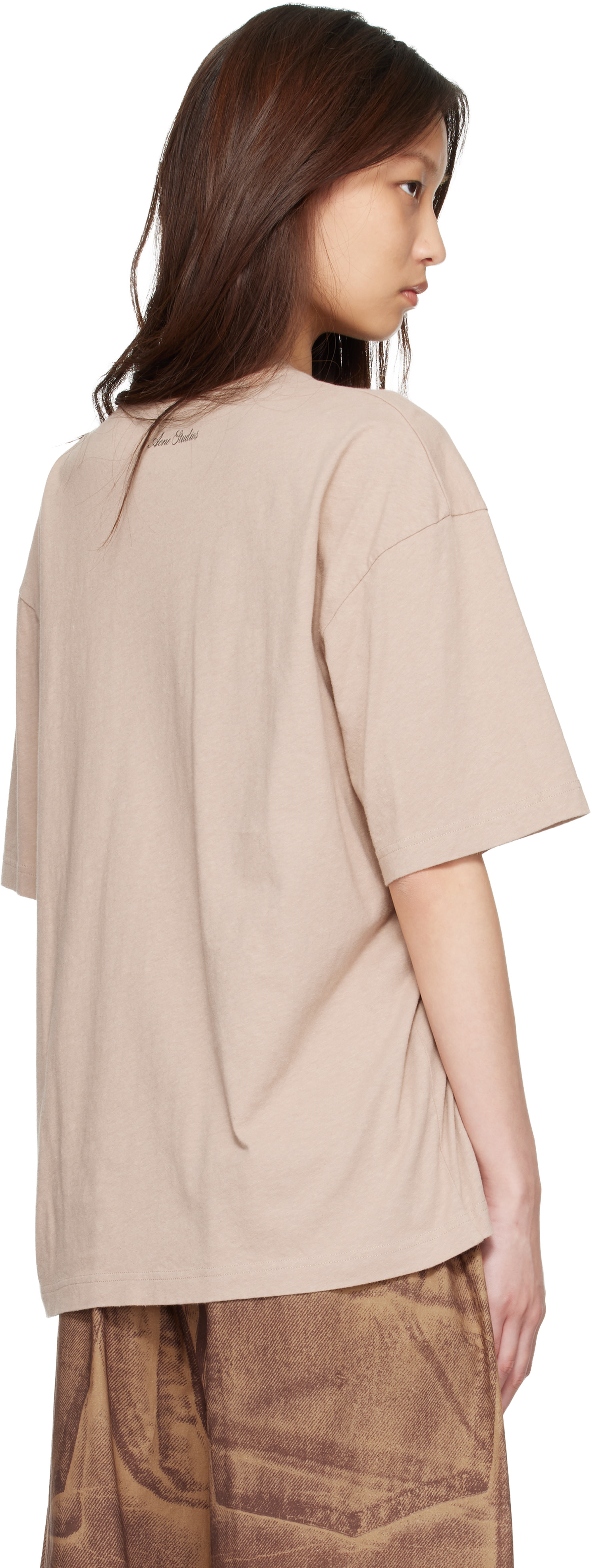 Acne Studios: Beige 'Talk To You Soon' T-shirt | SSENSE