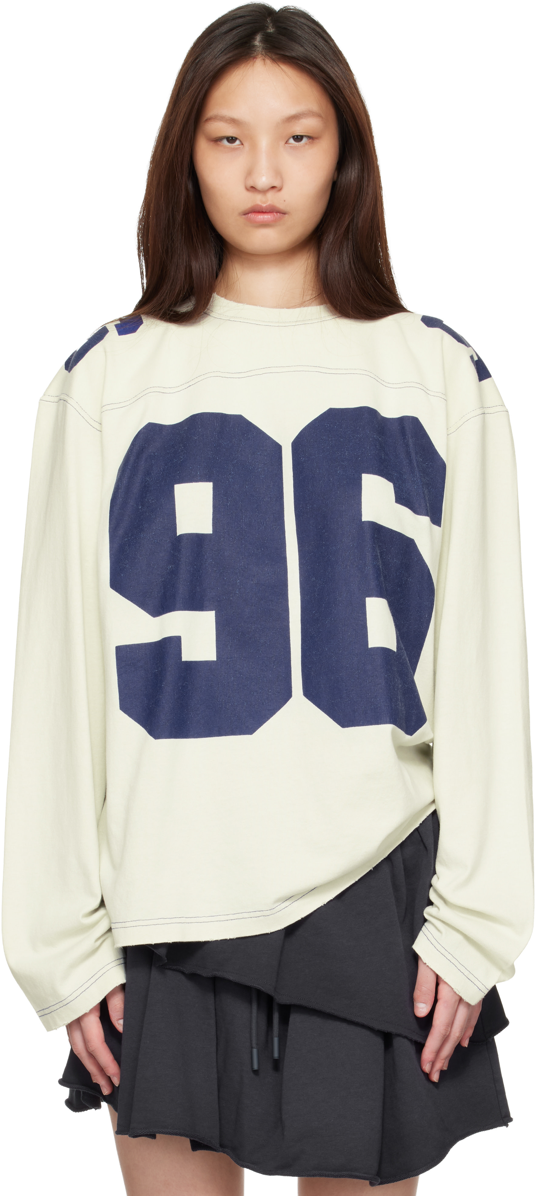 Acne Studios: Off-White Logo Jersey T-shirt | SSENSE Israel