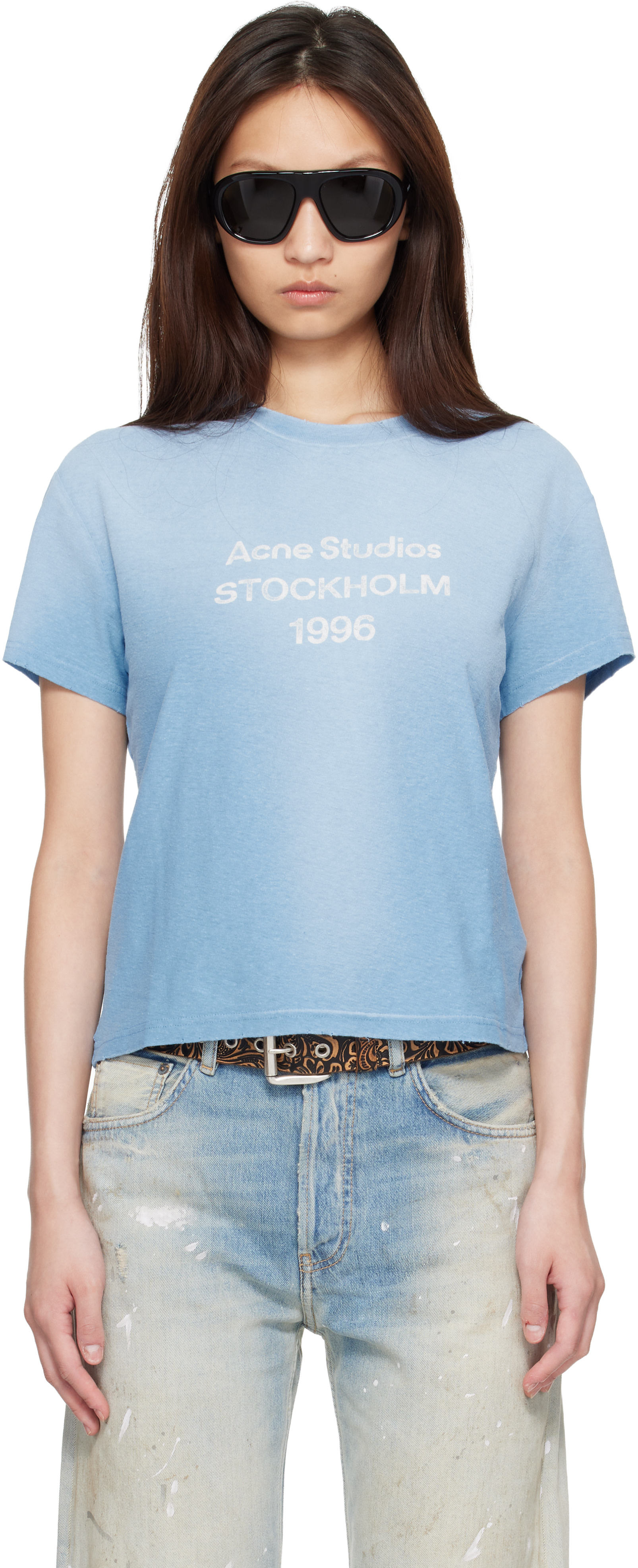 Acne Studios - T-shirt ajusté bleu à logo
