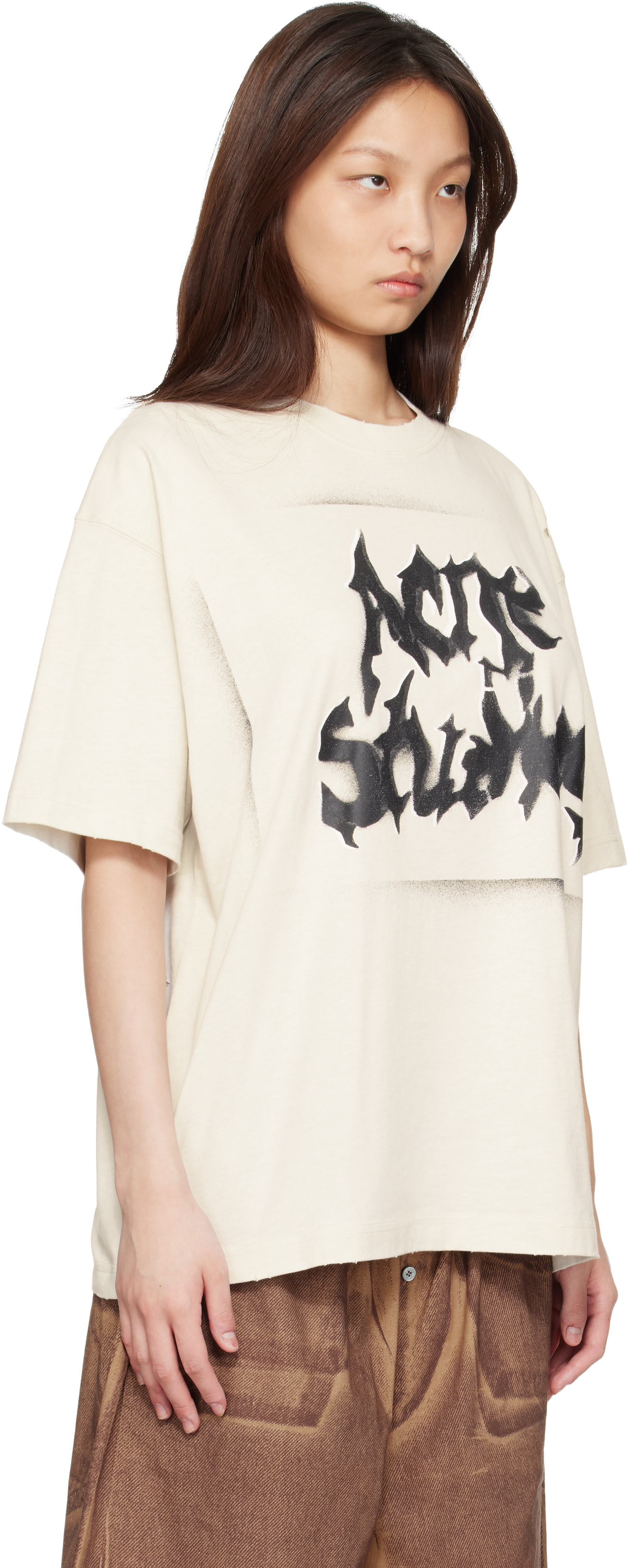Acne Studios: Off-White Gothic Logo T-shirt | SSENSE