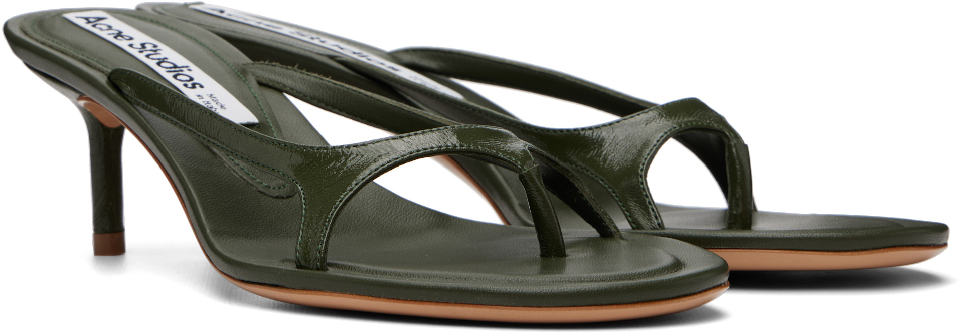 Acne Studios - Sandales à petit talon kaki