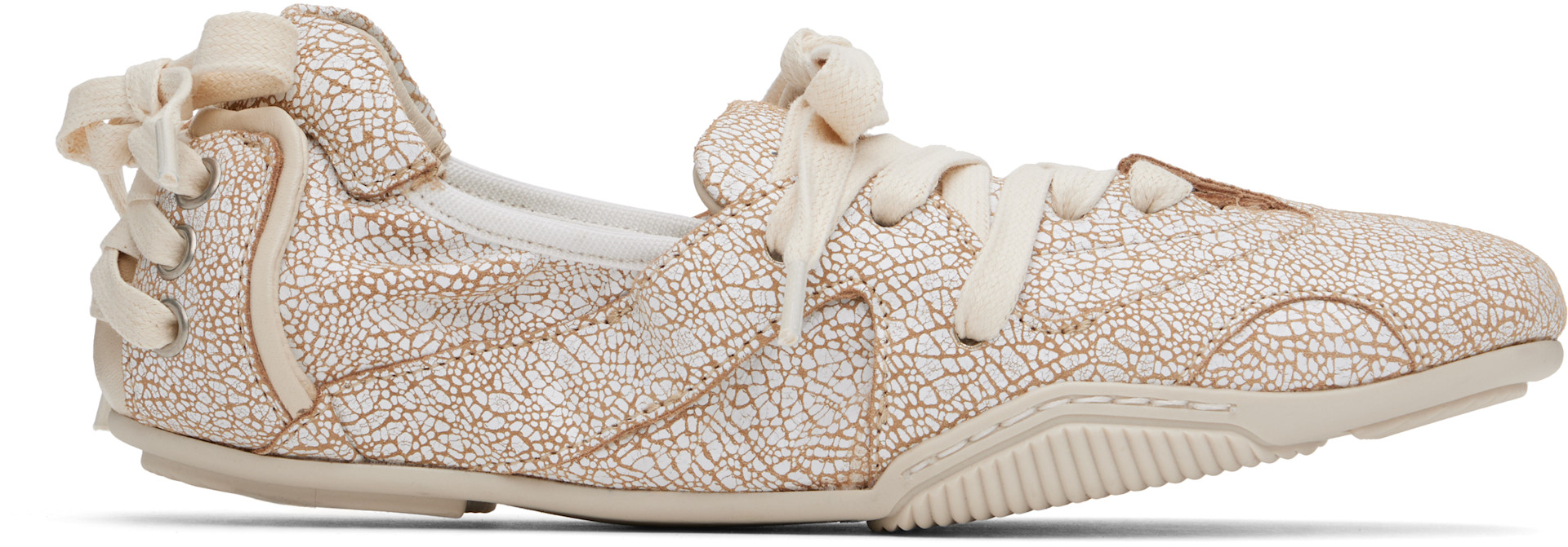 Acne Studios - Baskets blanc et beige en cuir à laçage