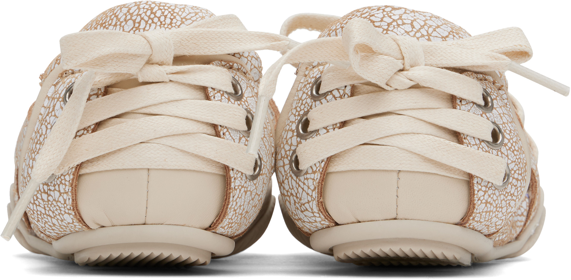 Acne Studios - Baskets blanc et beige en cuir à laçage
