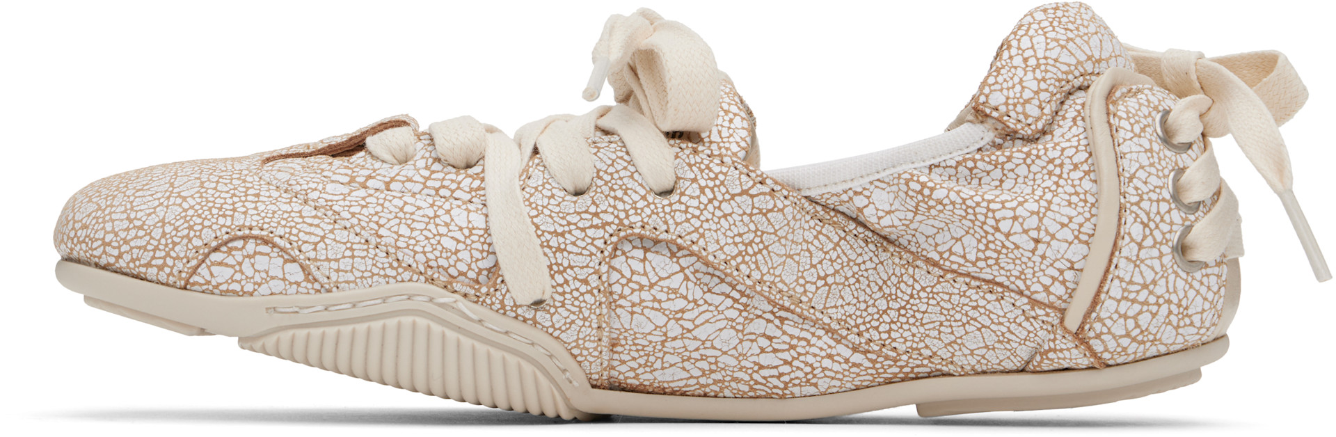 Acne Studios - Baskets blanc et beige en cuir à laçage