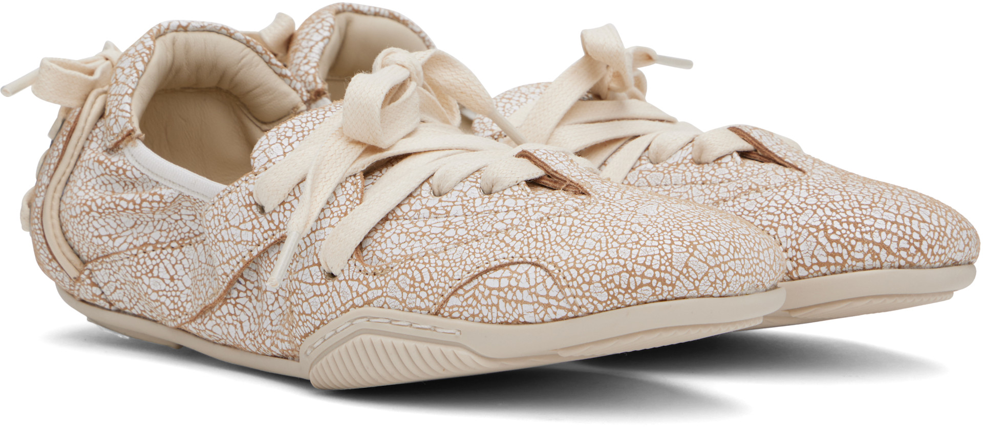 Acne Studios - Baskets blanc et beige en cuir à laçage