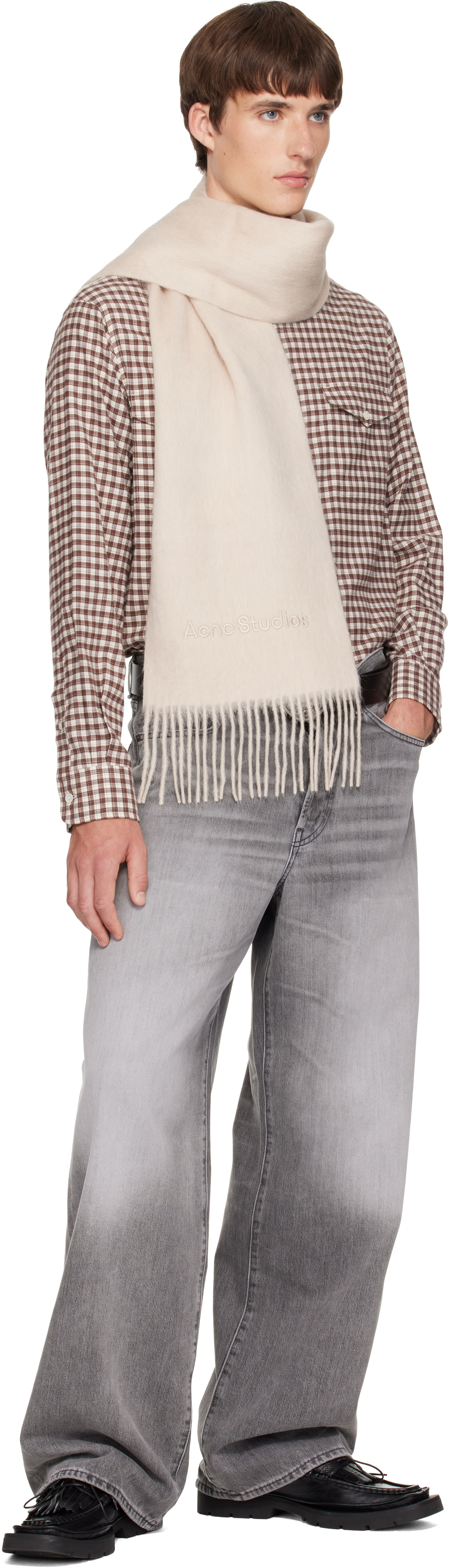 Acne Studios - 米色 Wool Logo 围巾