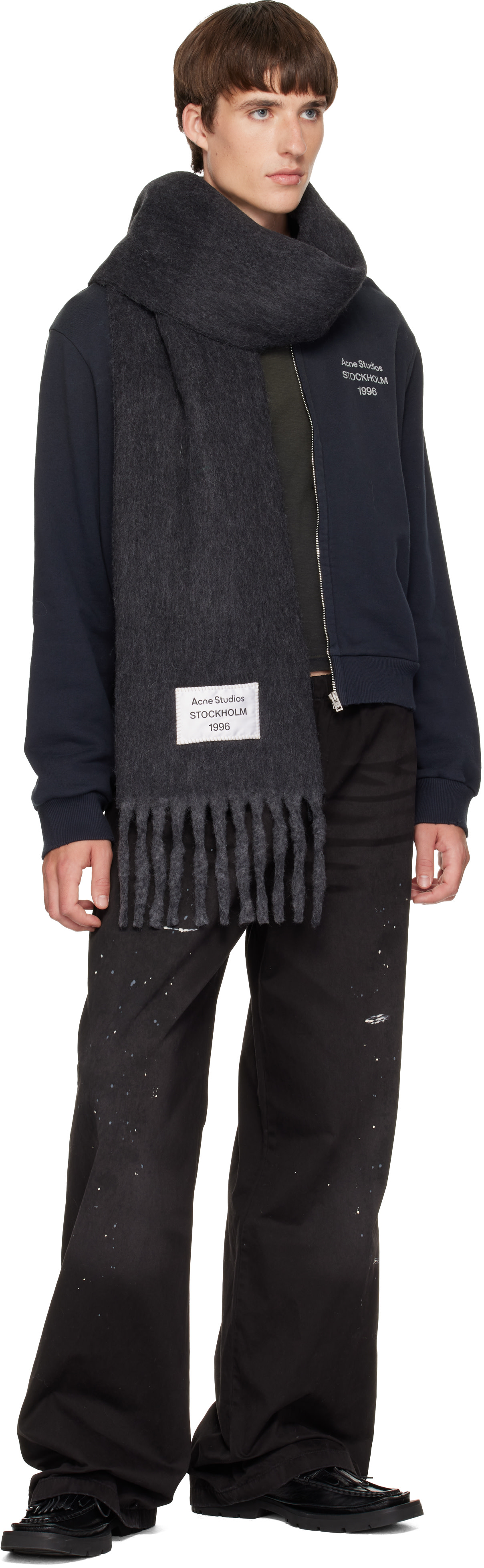 Acne Studios - Écharpe grise en alpaga
