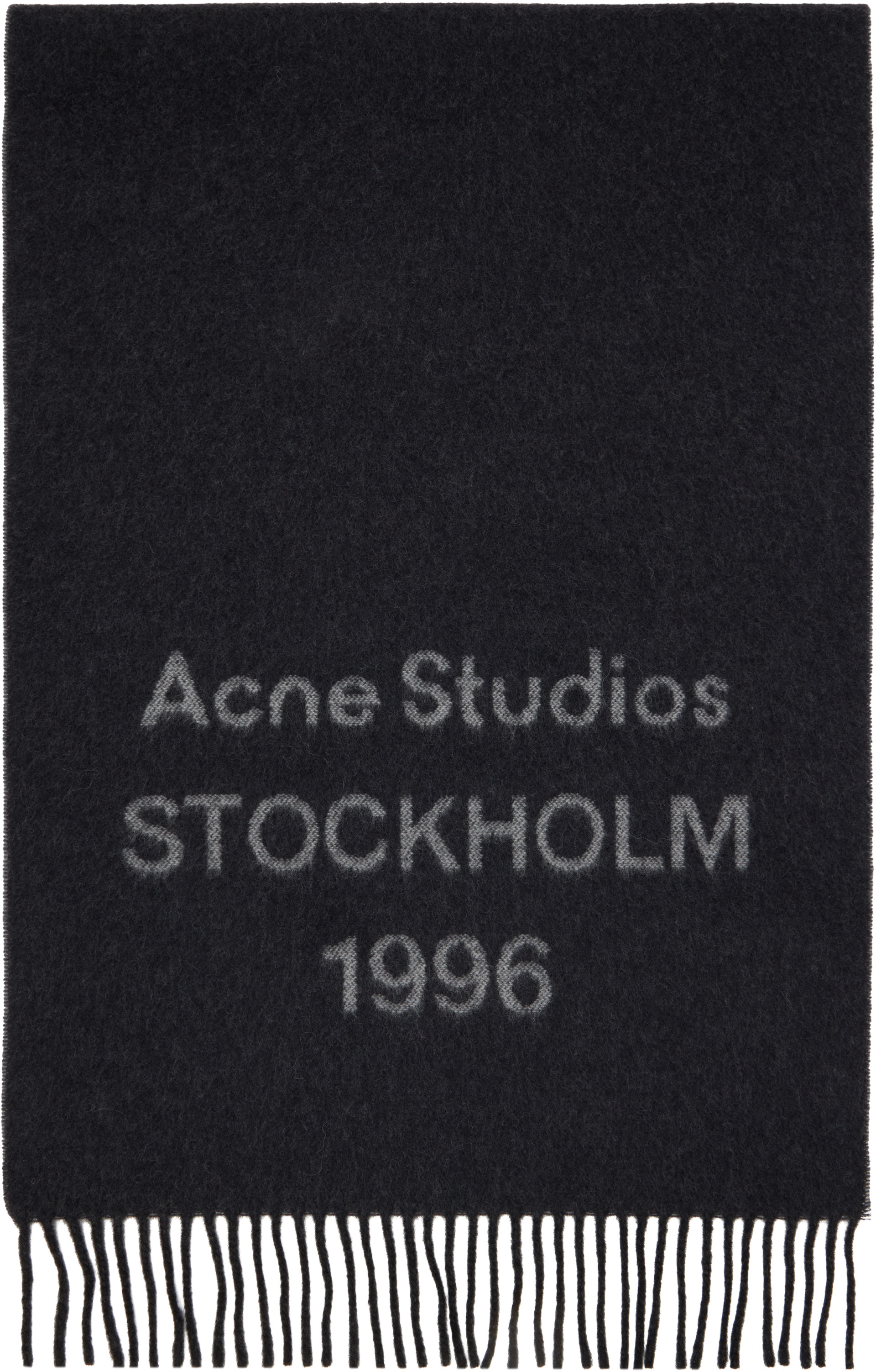 Acne Studios - 블랙 프린지 로고 스카프