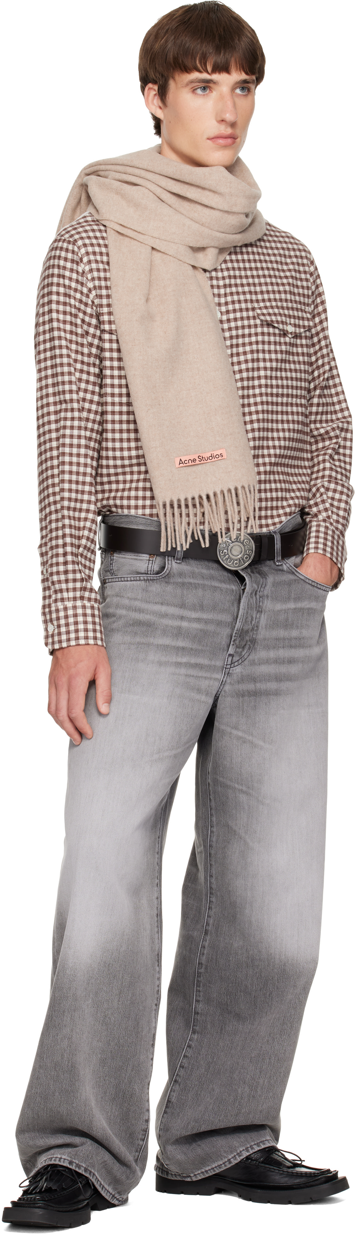 Acne Studios - 米色 Fringed Wool 围巾