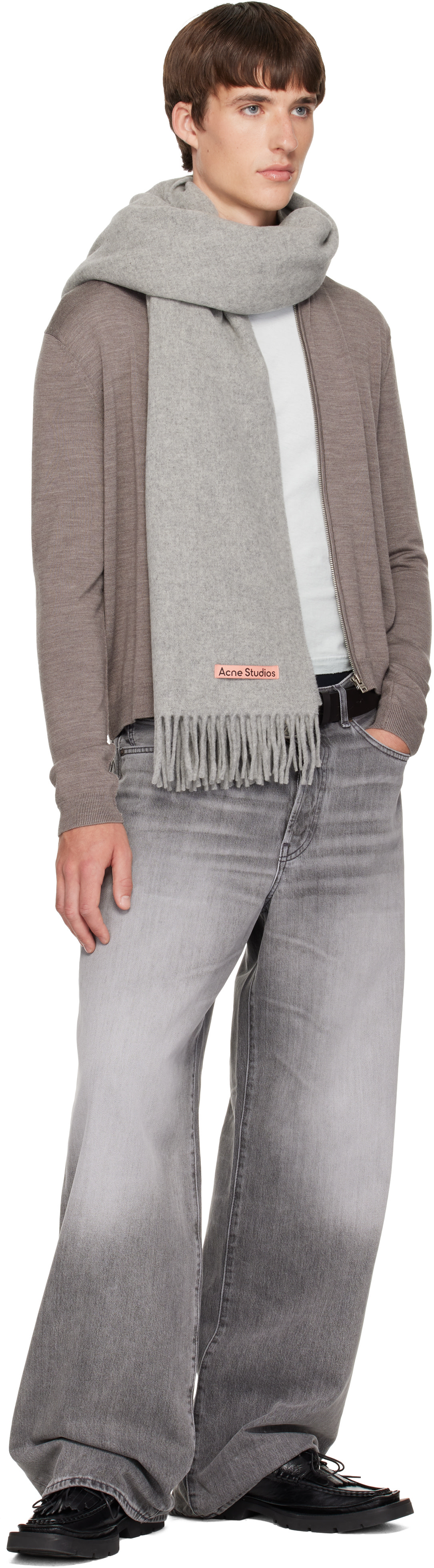 Acne Studios - 灰色 Fringed Wool 围巾