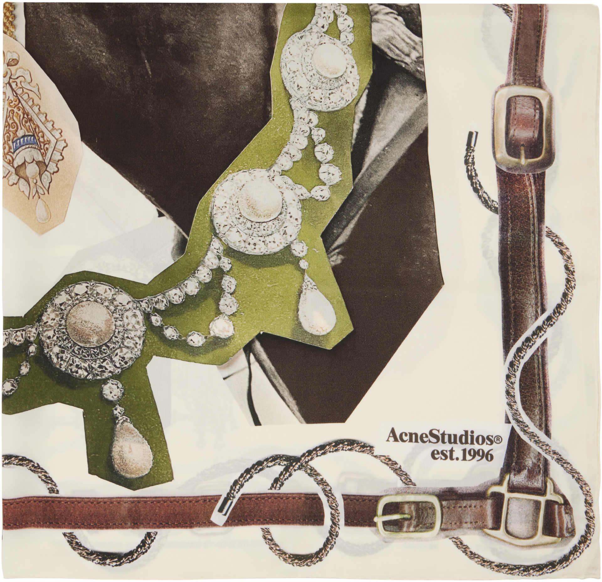 Acne Studios - Off-White & Brown Printed Silk Scarf