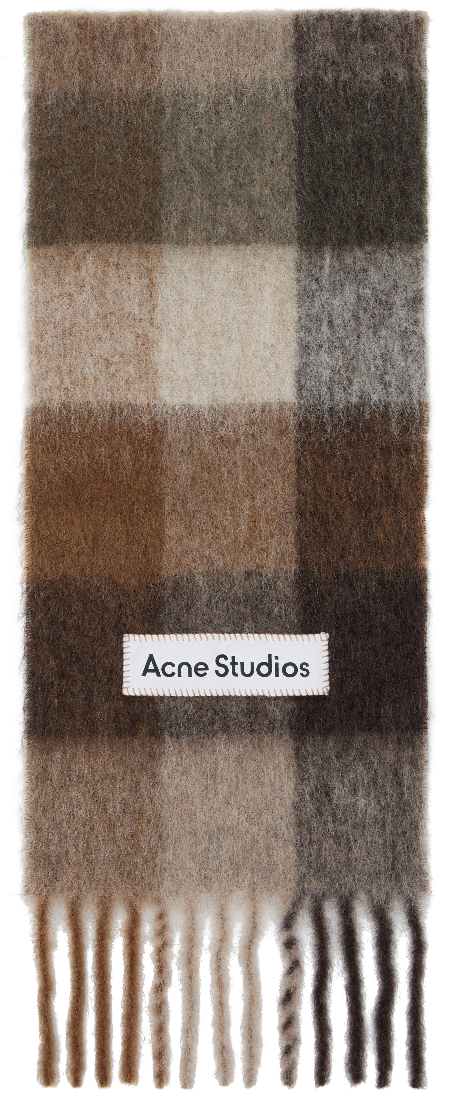 Acne Studios - 브라운 & 베이지 체크 울 스카프