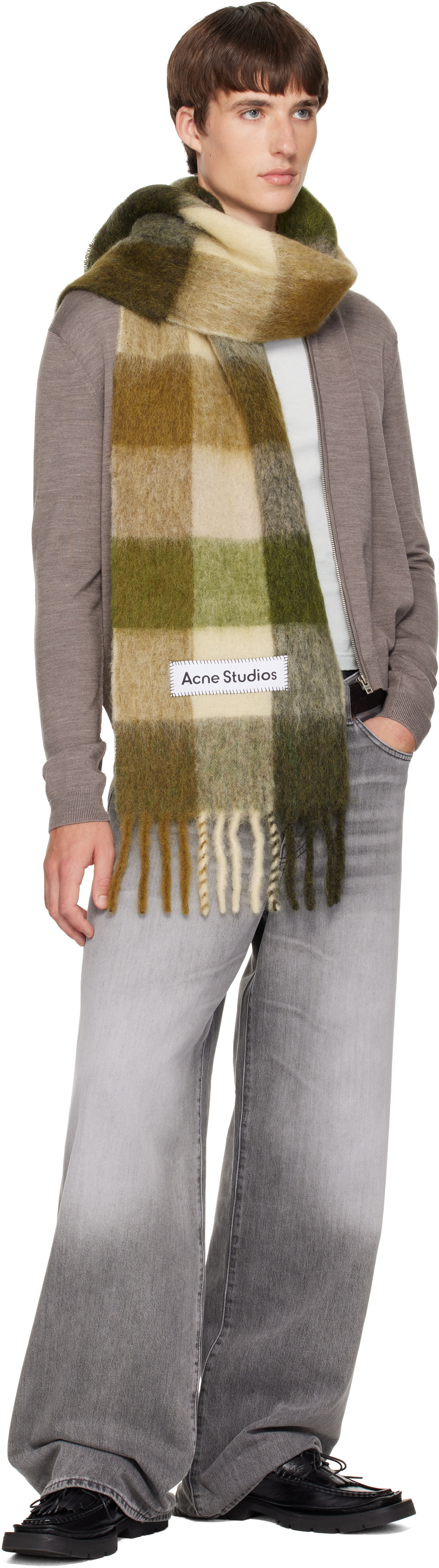Acne Studios - 绿色 Check Wool 围巾