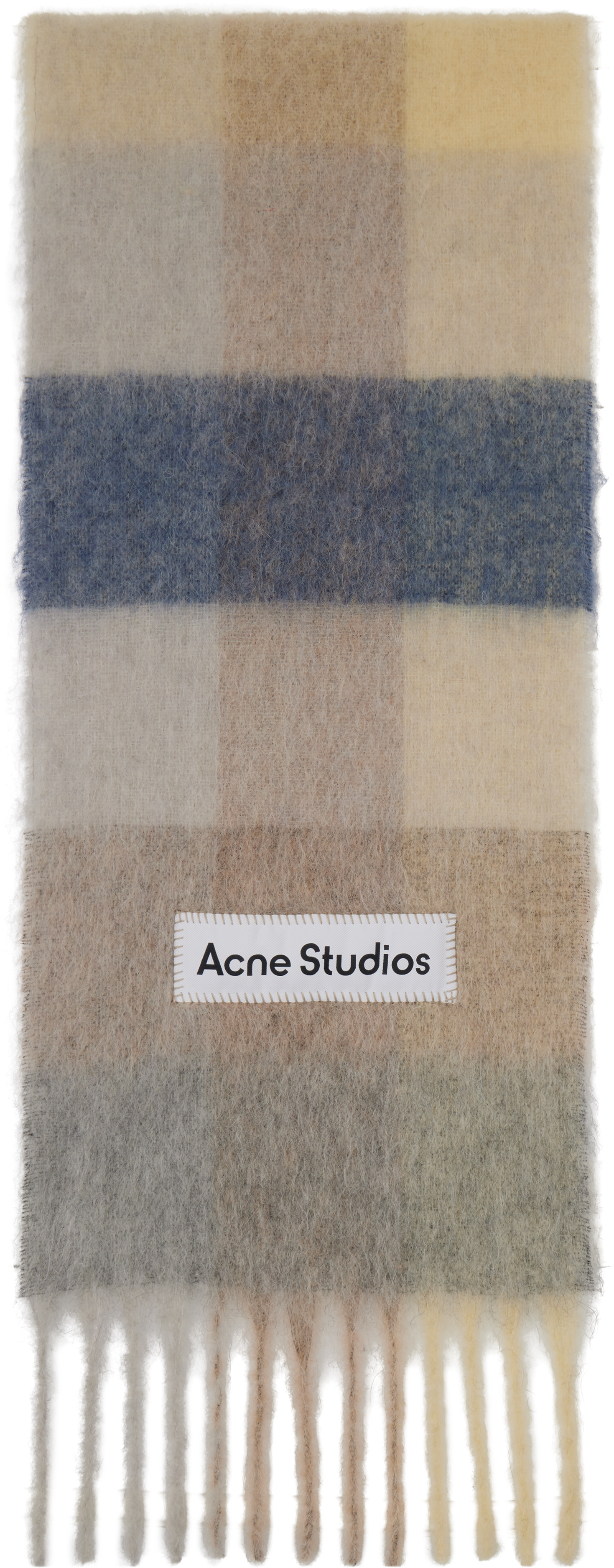 Acne Studios - 베이지 & 오프 화이트 체크 울 스카프