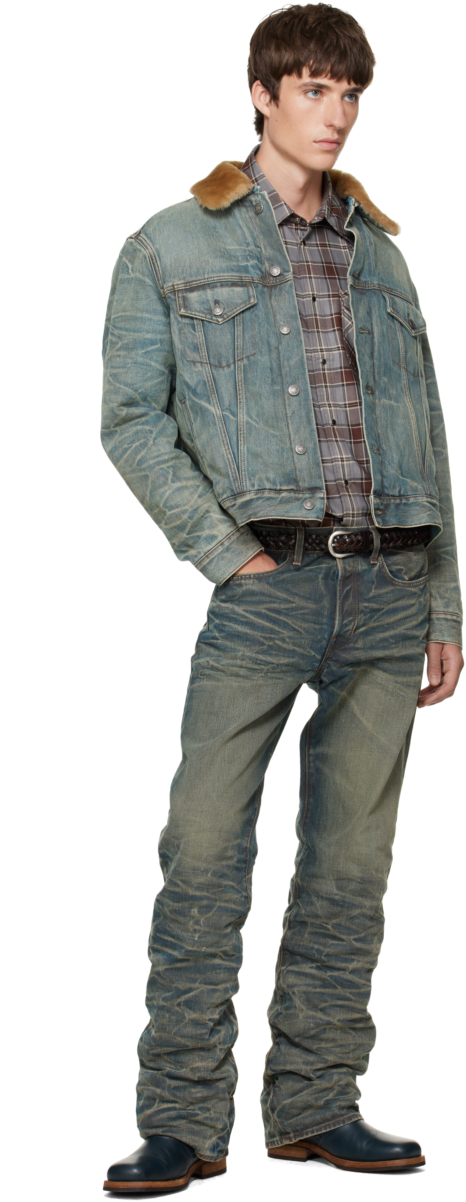 Acne Studios - Blue Fur Collar Denim Jacket