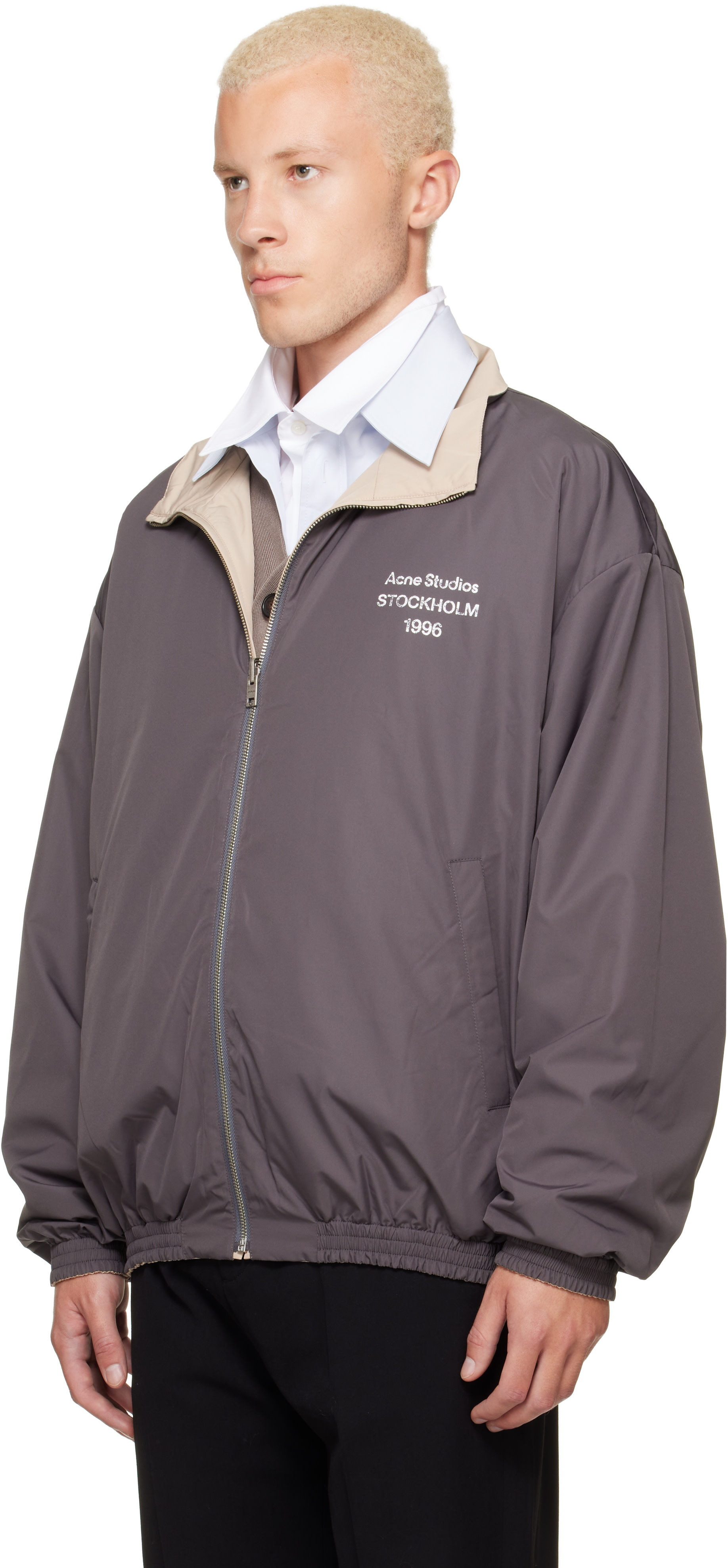 Acne Studios - Blouson réversible beige à logo