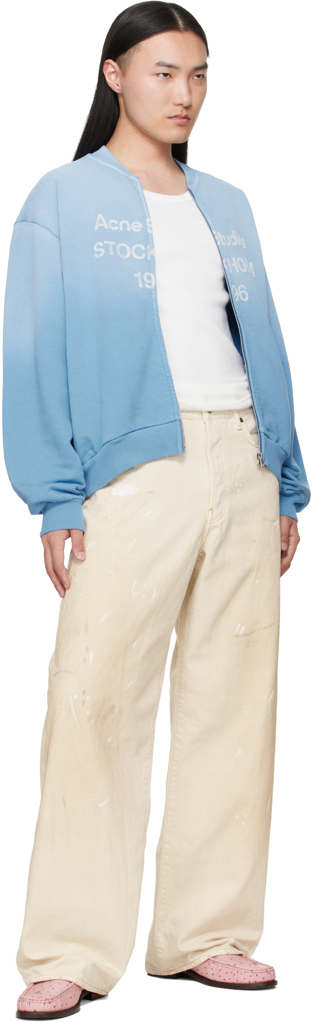 Acne Studios: Off-White 1981 U Trafalgar Leather Jeans | SSENSE